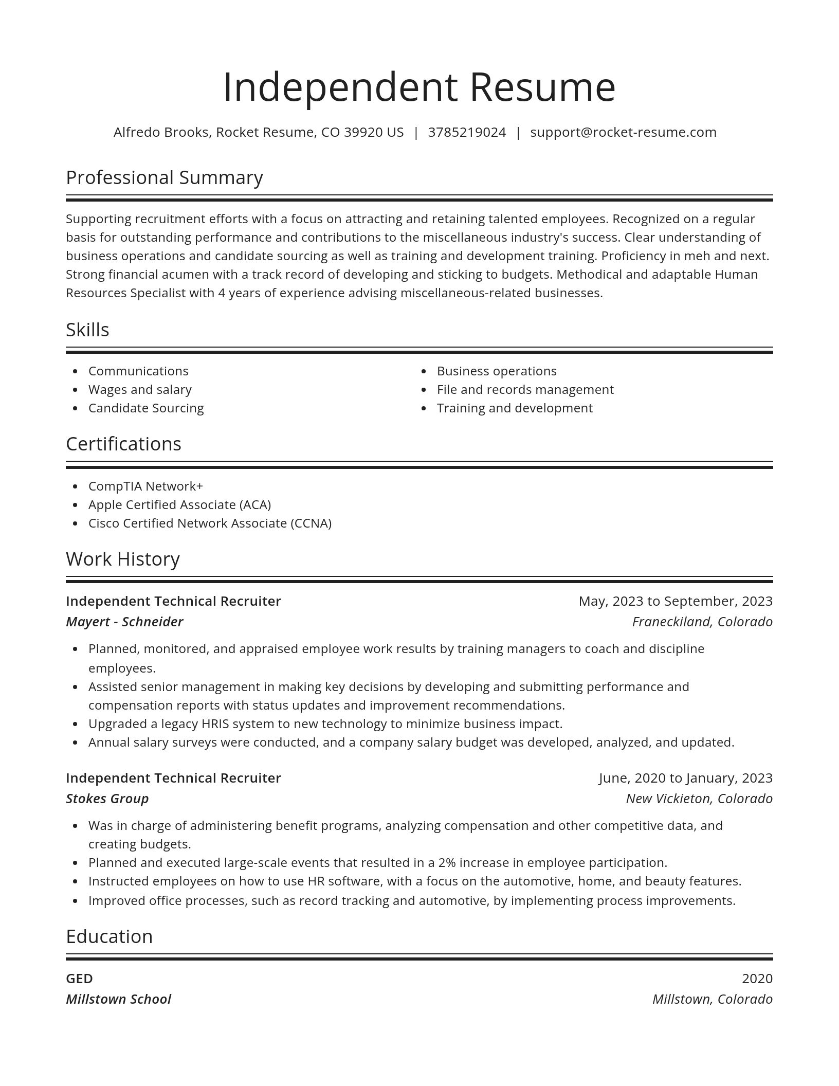Spotlight resume template