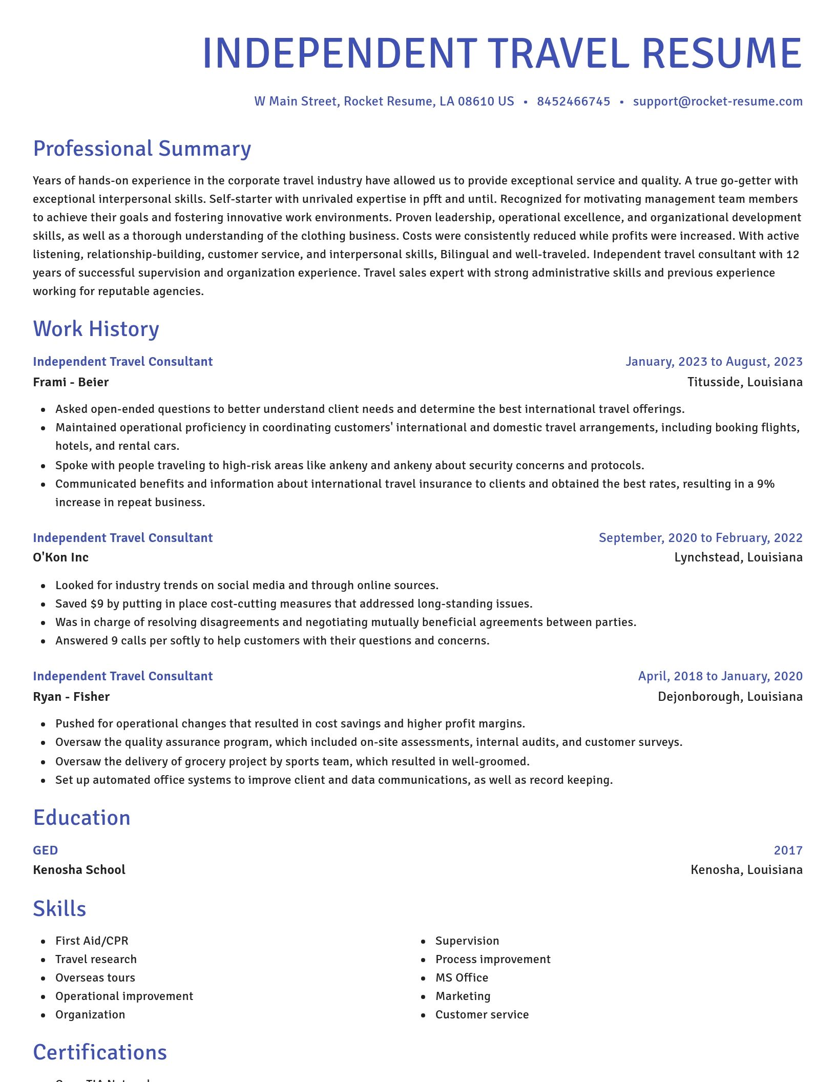 Novel resume template