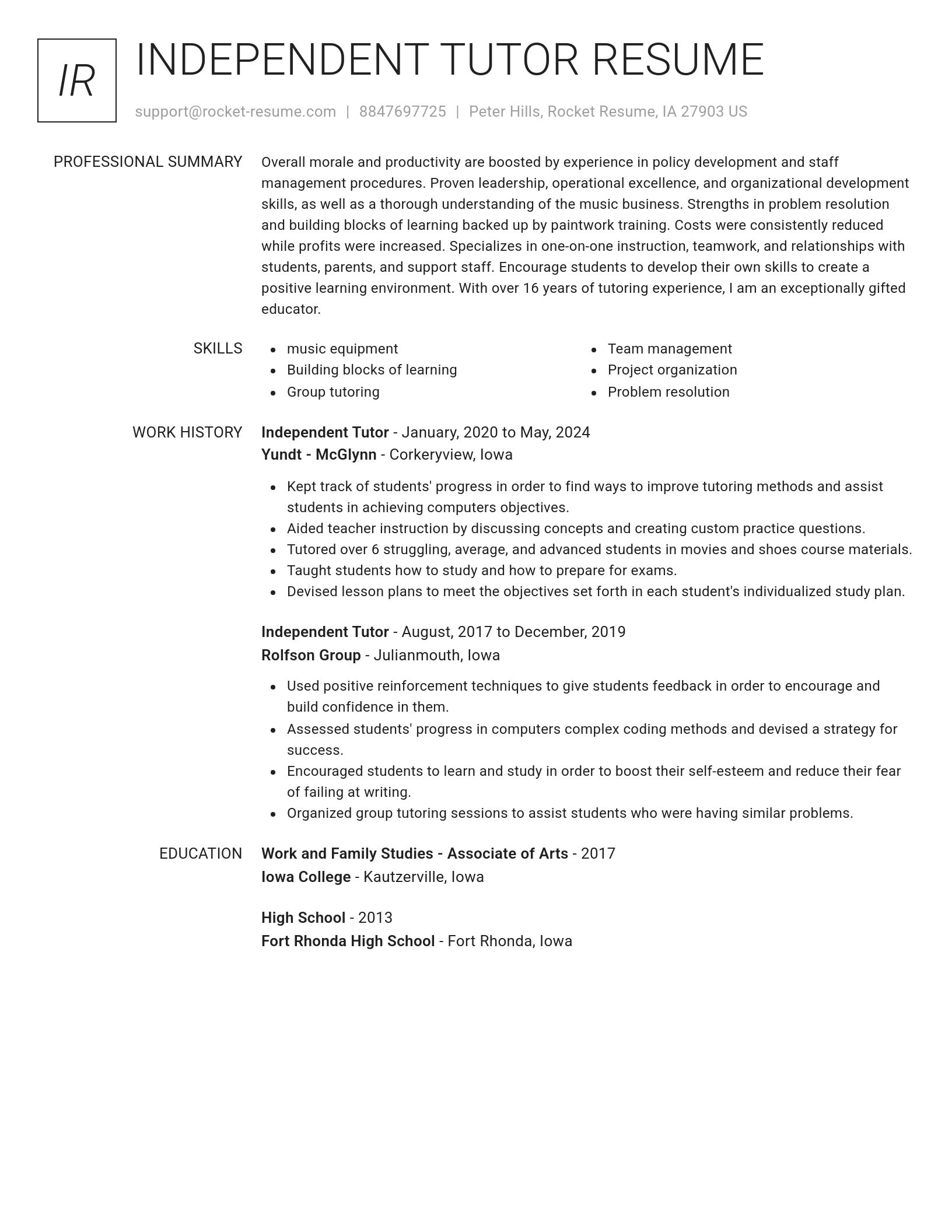 Renowned resume template
