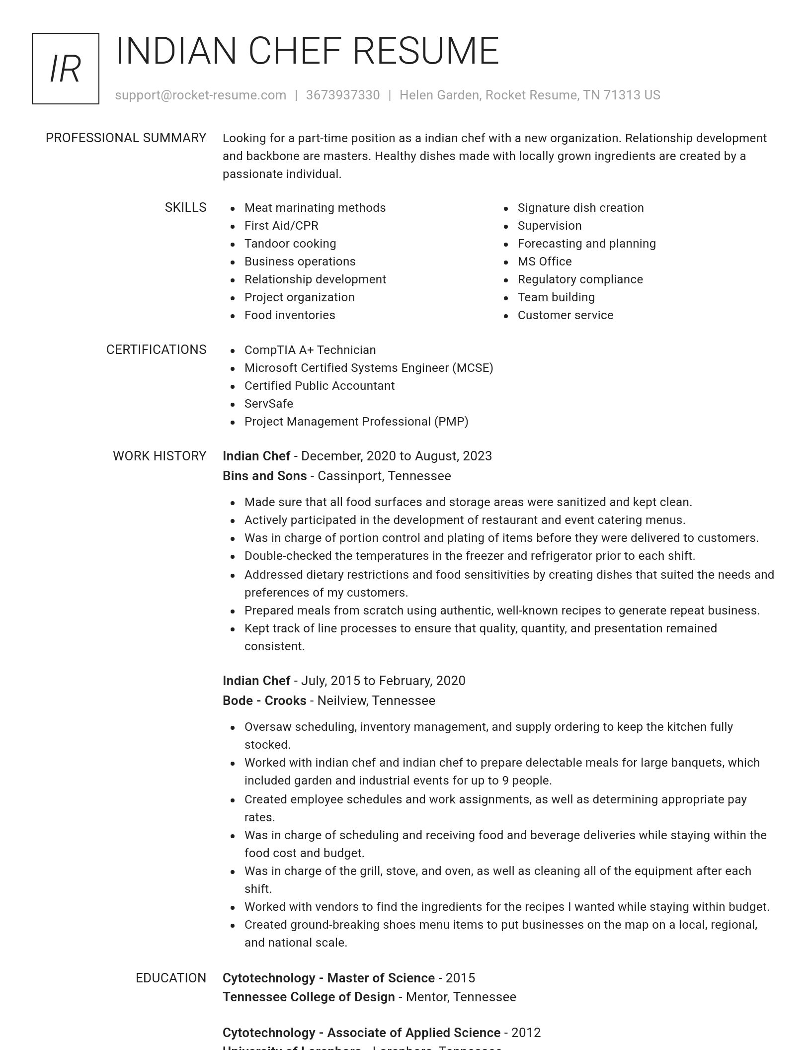 Renowned resume template