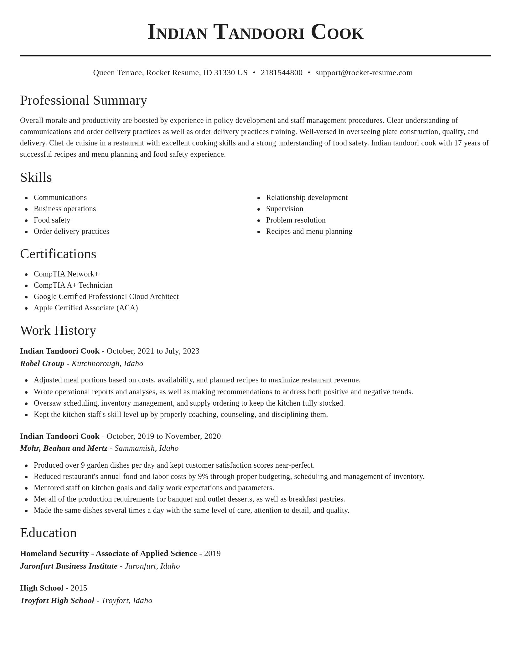 Classic resume template