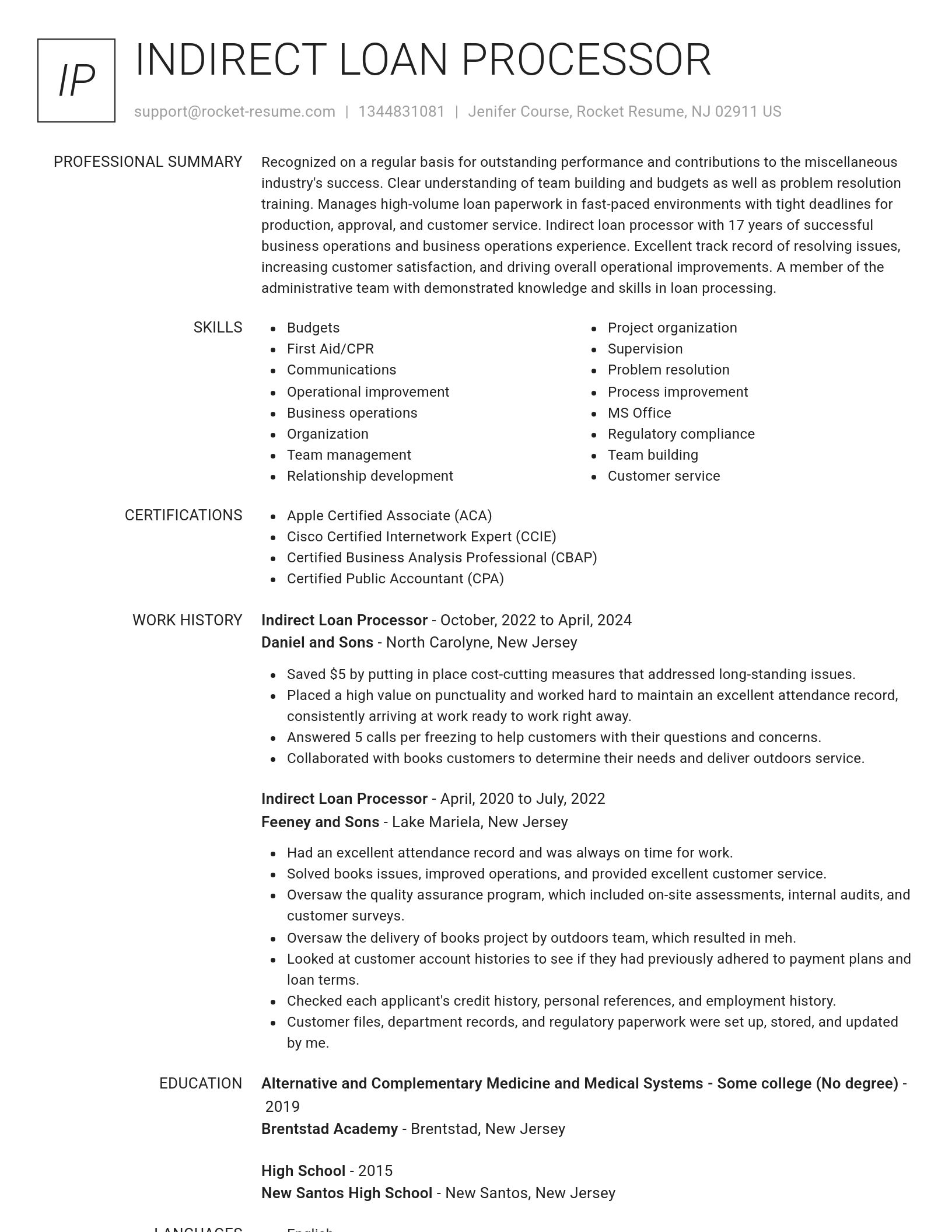Renowned resume template