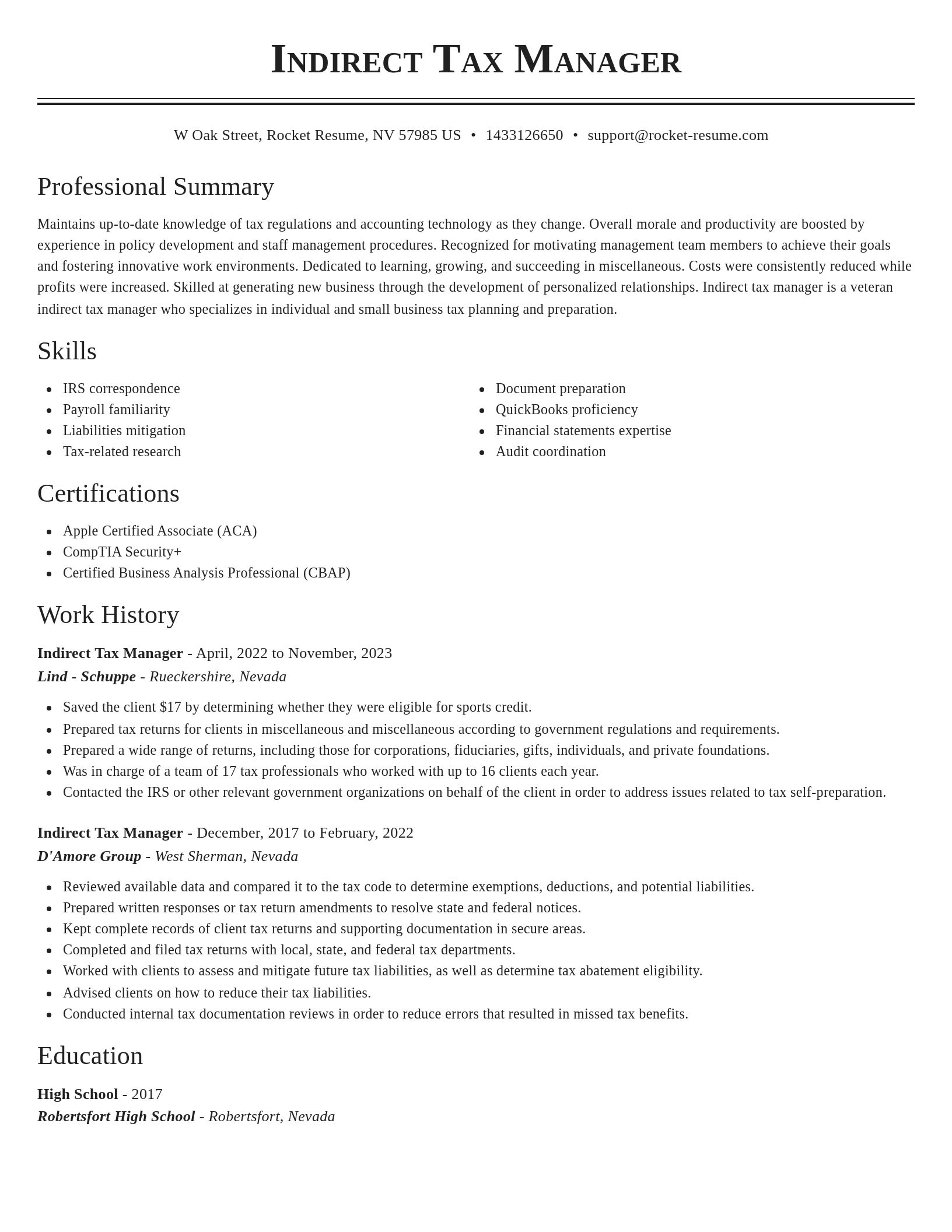 Classic resume template