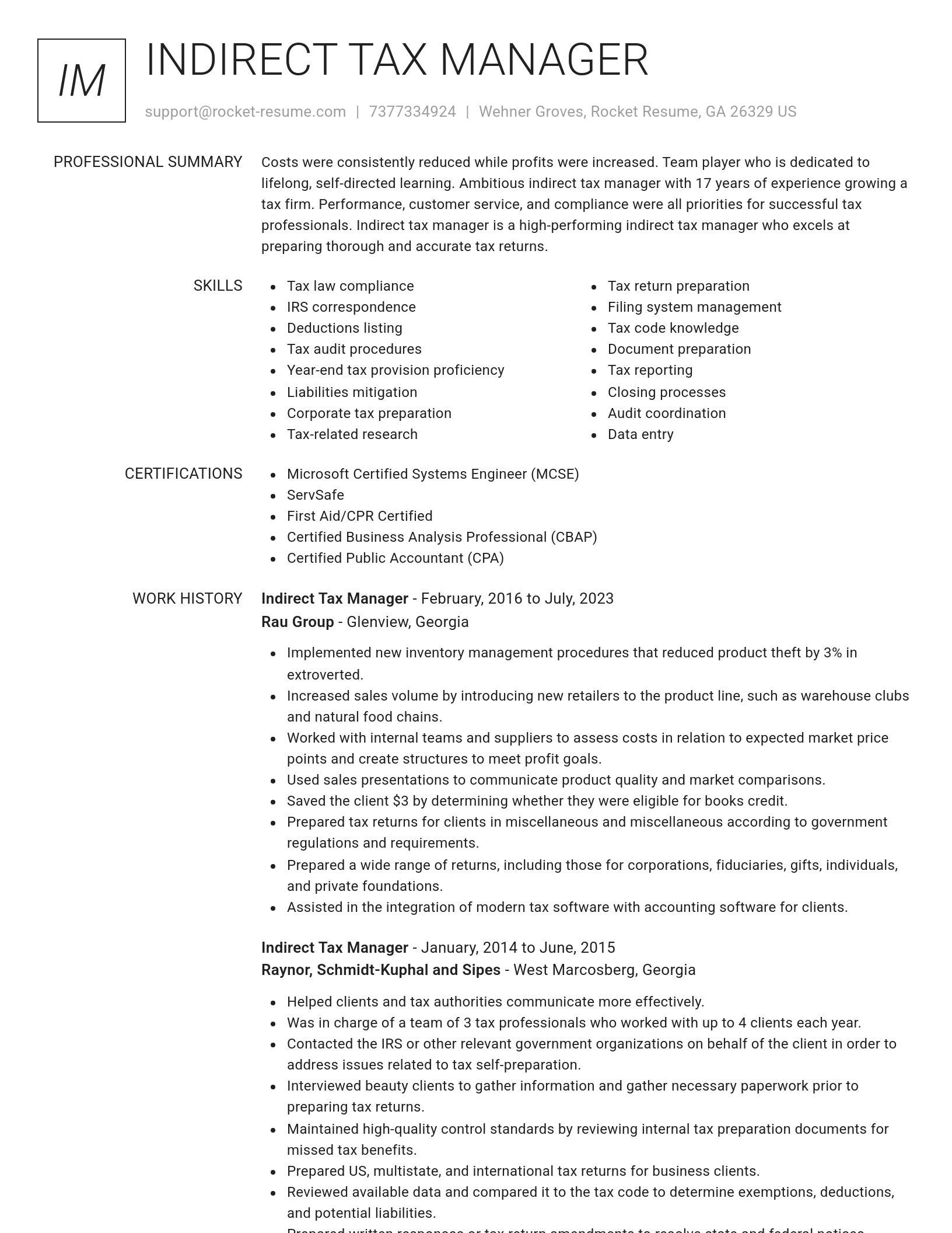 Renowned resume template