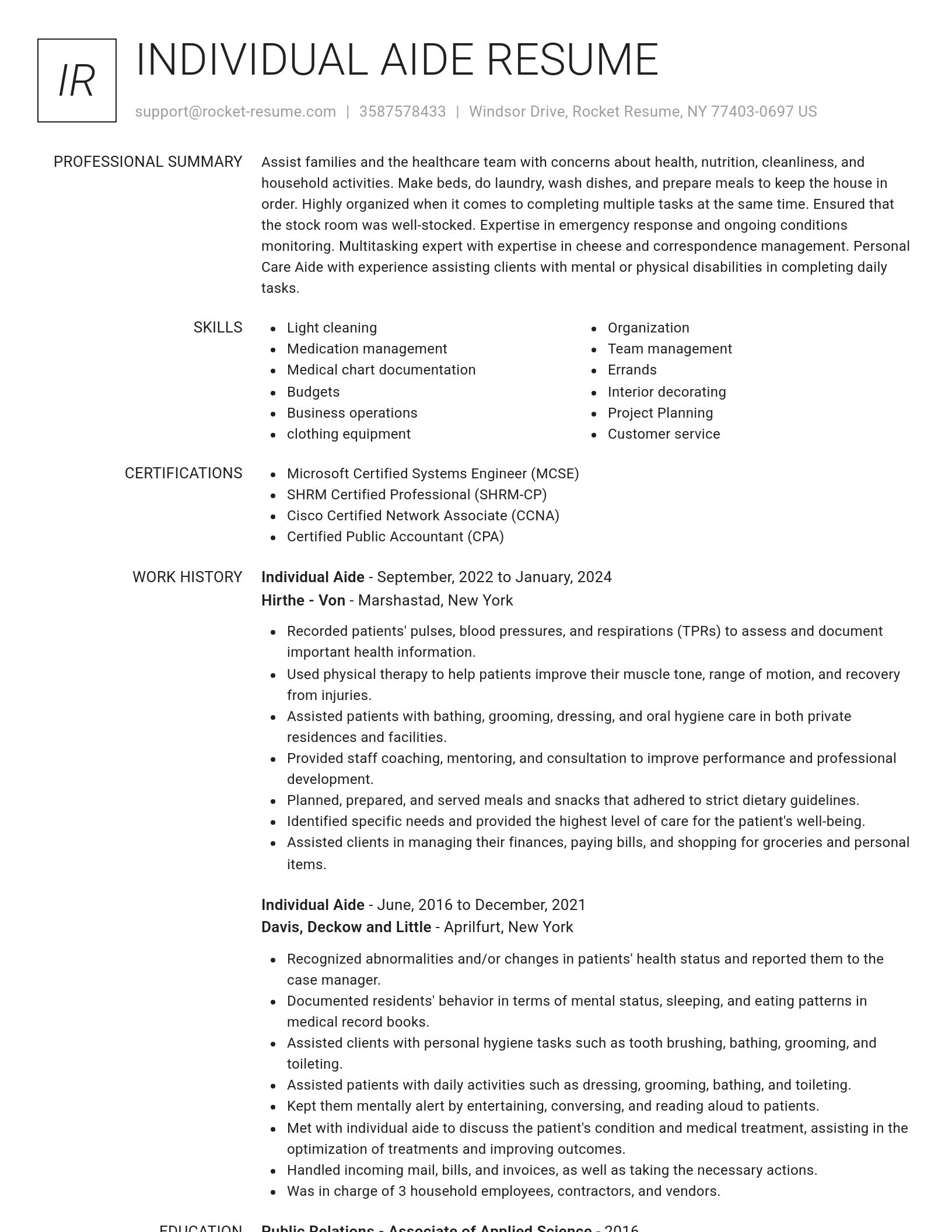 Renowned resume template