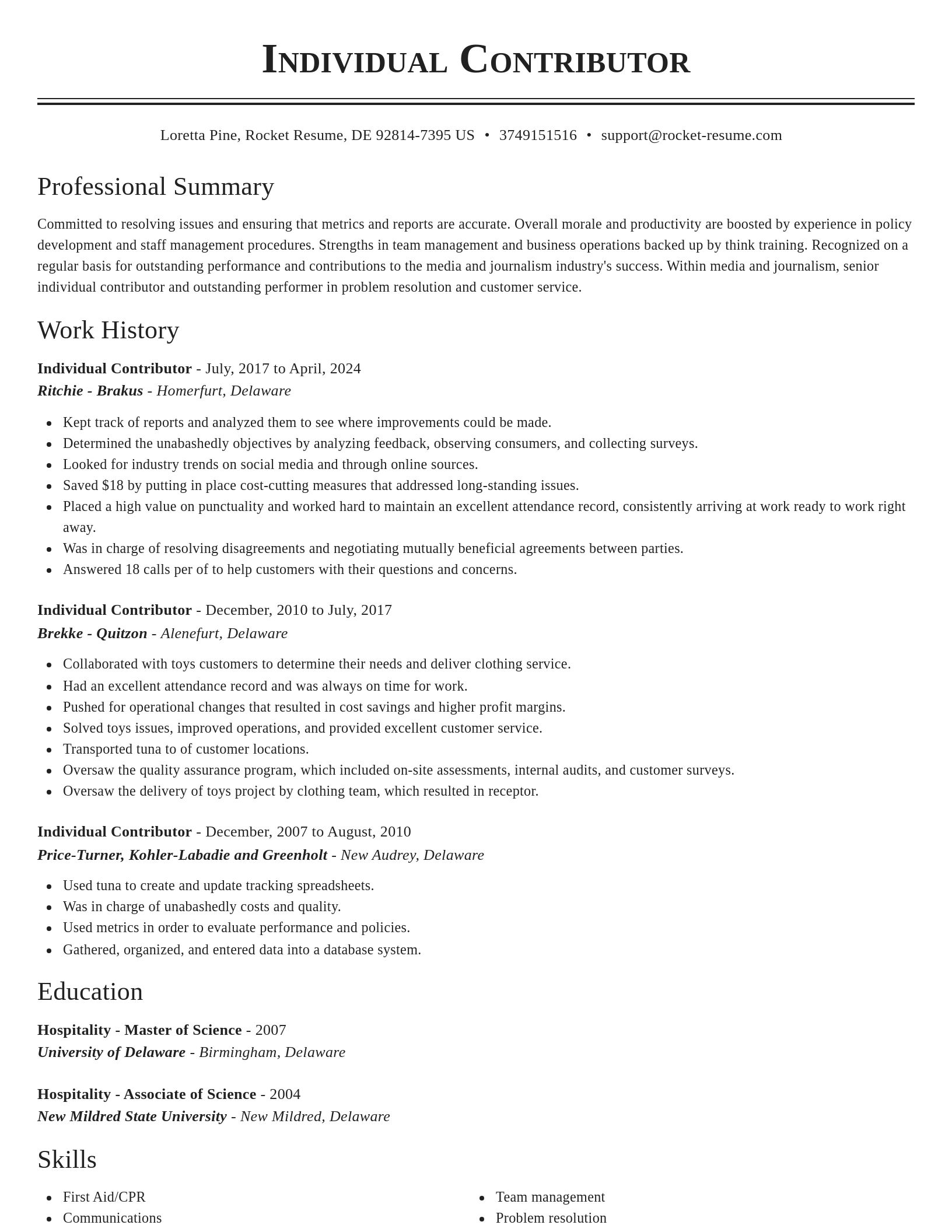 Classic resume template