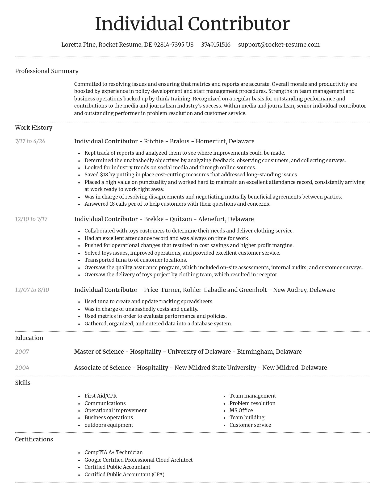 Dignified resume template