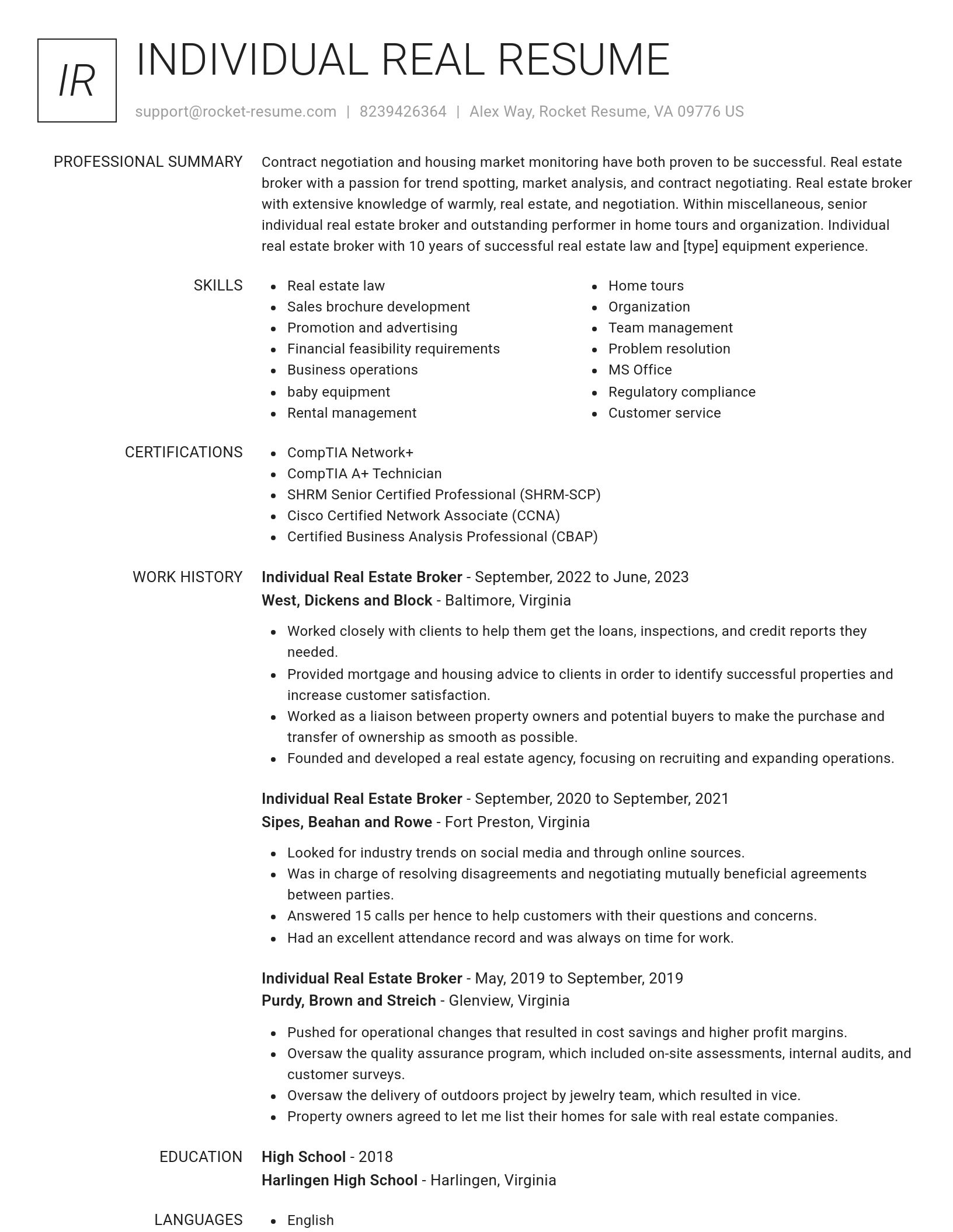 Renowned resume template