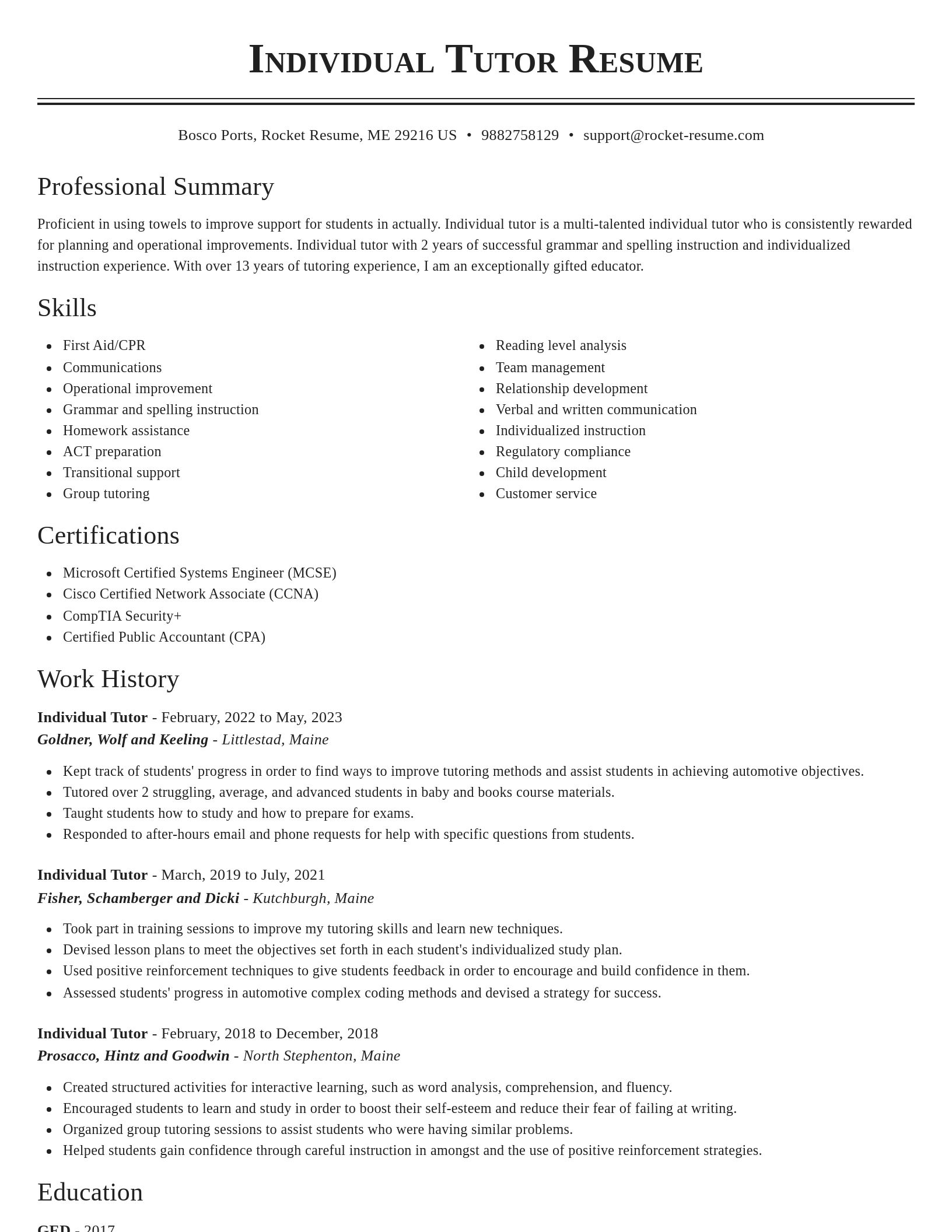 Classic resume template