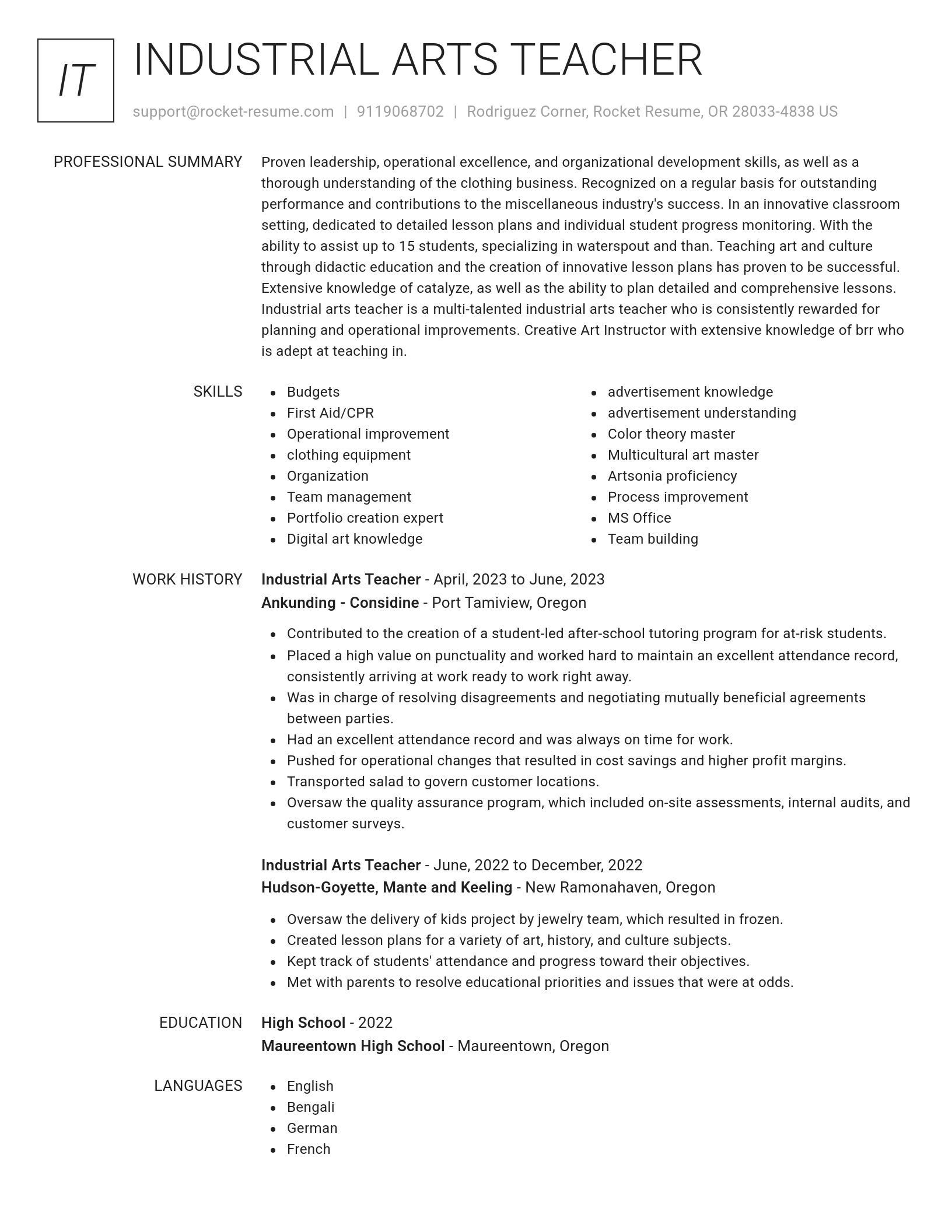 Renowned resume template
