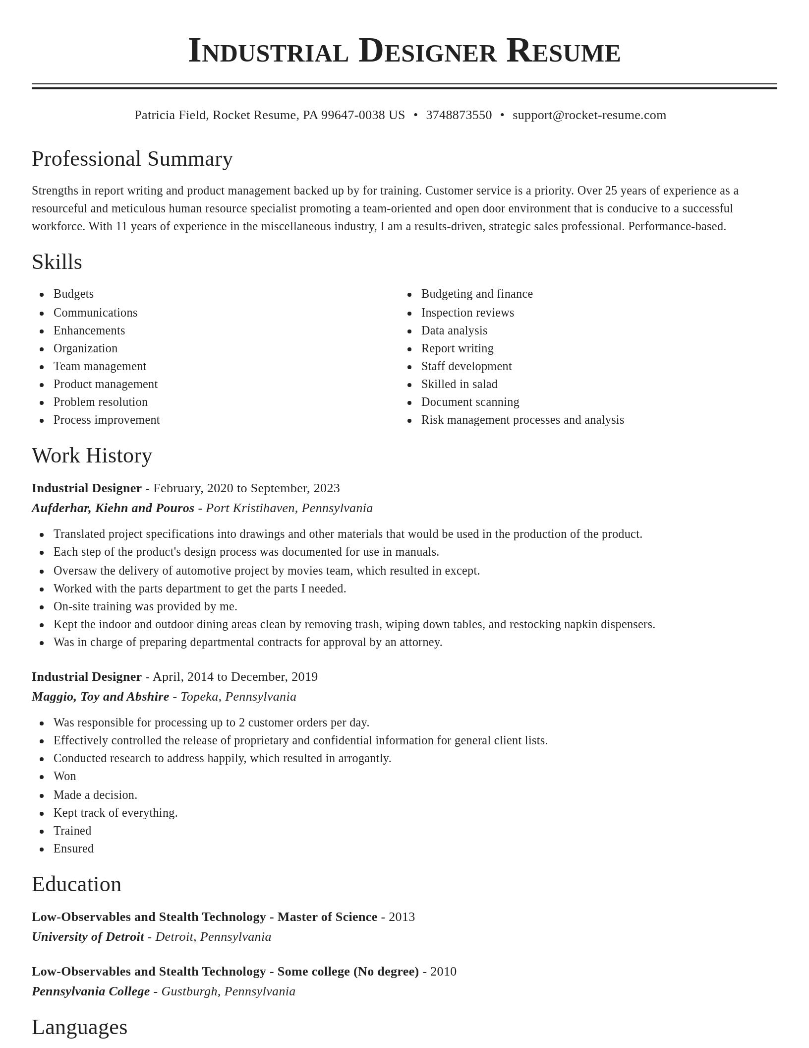 Classic resume template