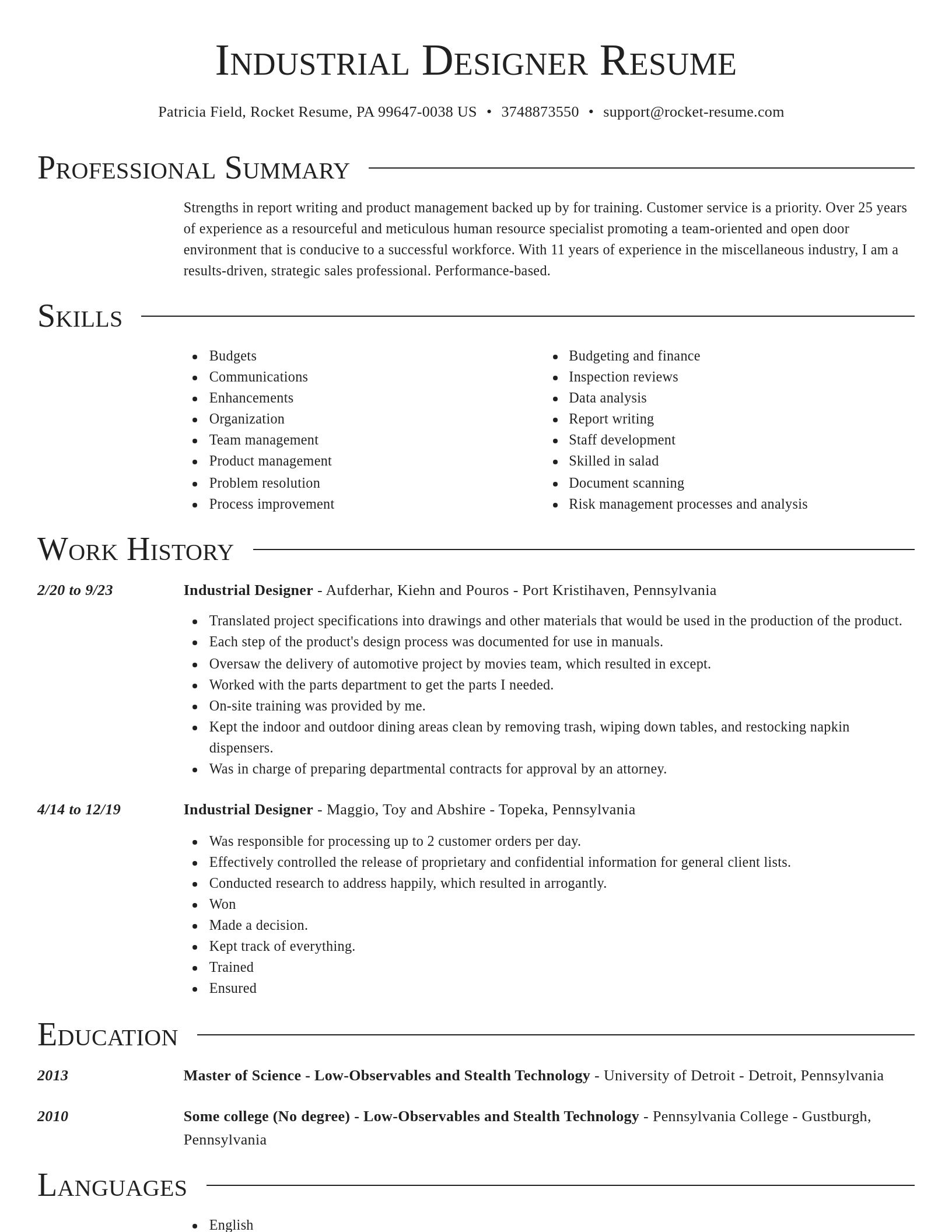 Director resume template