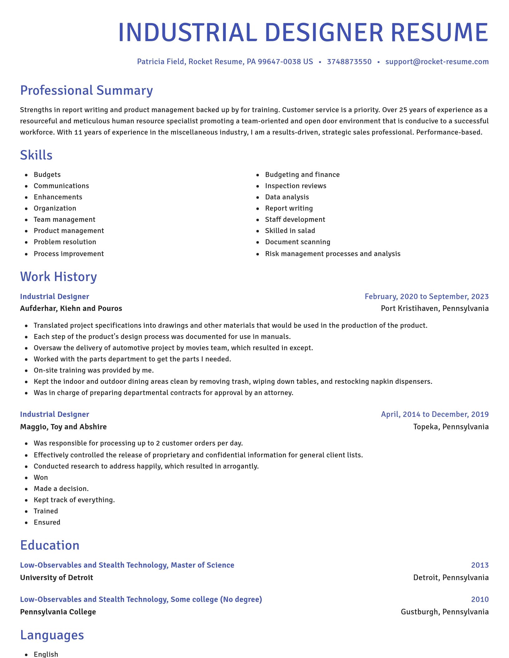 Novel resume template