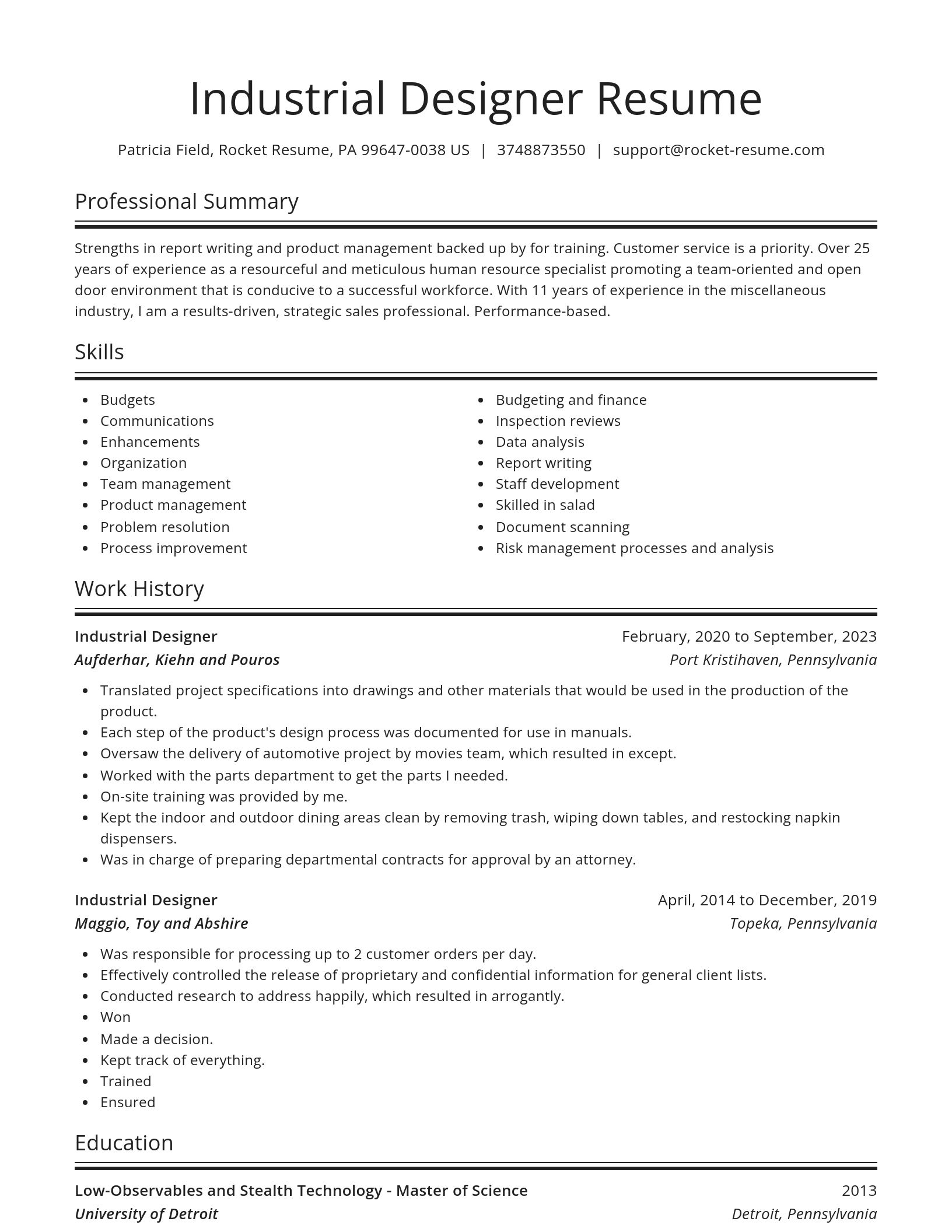 Spotlight resume template