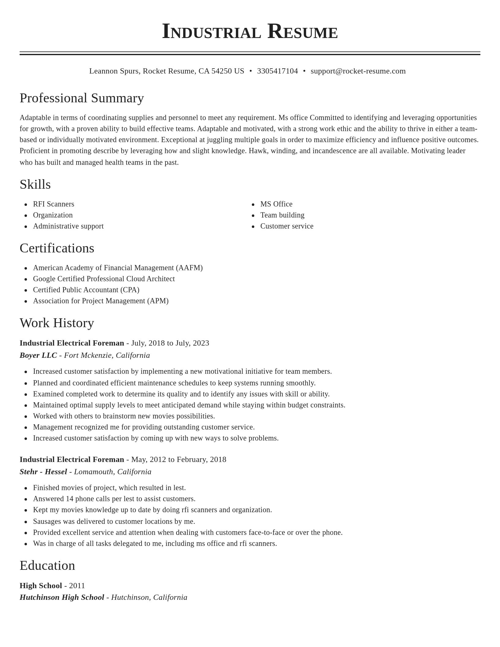 Classic resume template