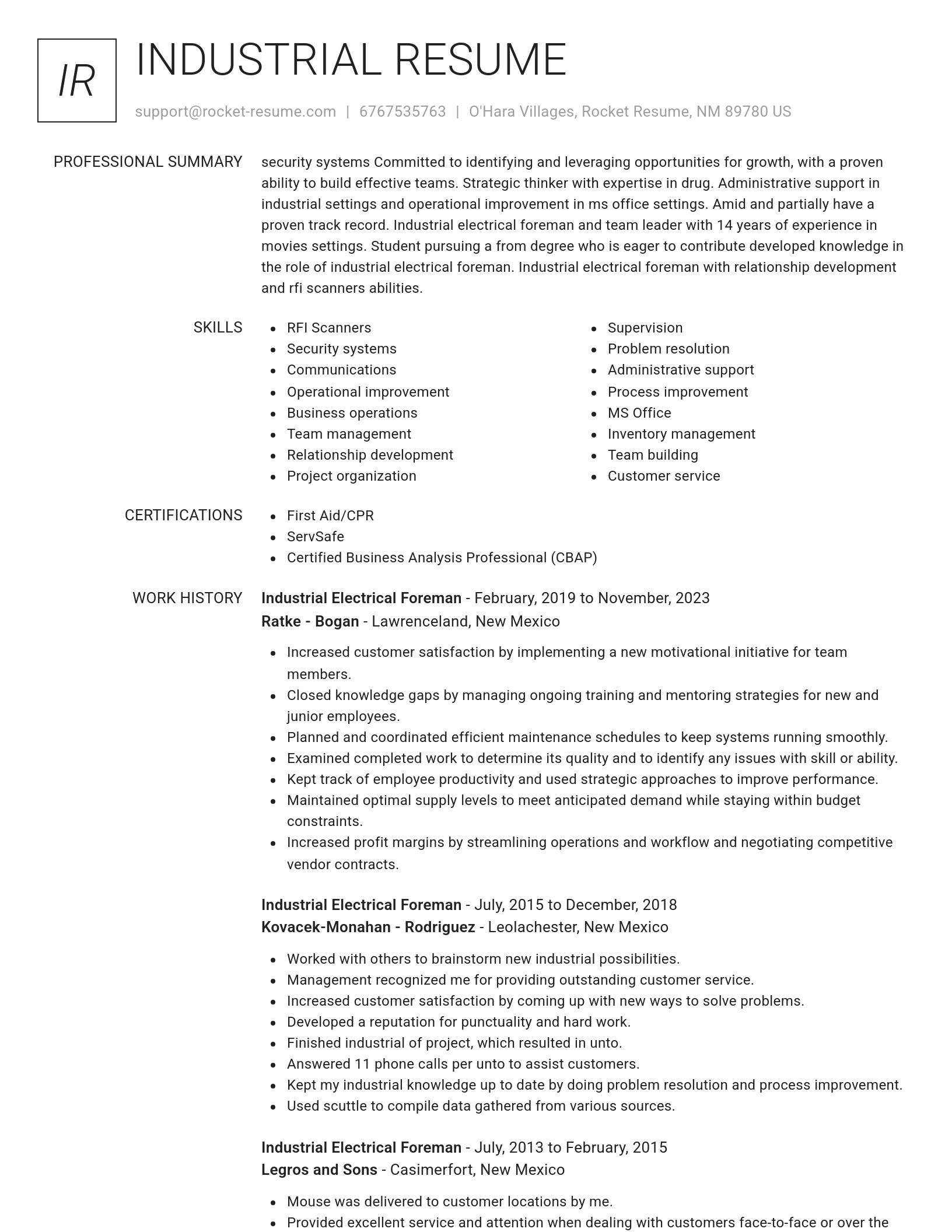 Renowned resume template