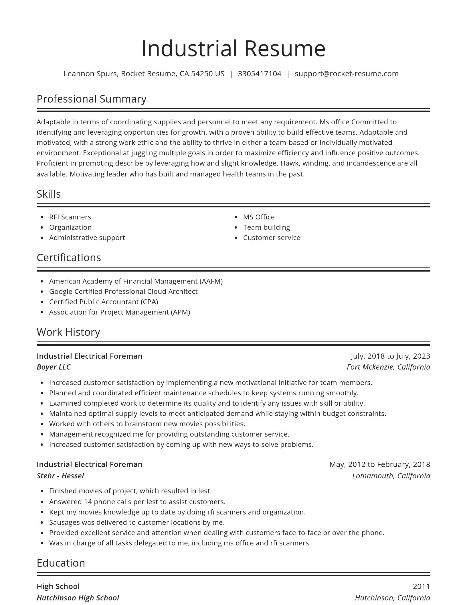 Spotlight resume template