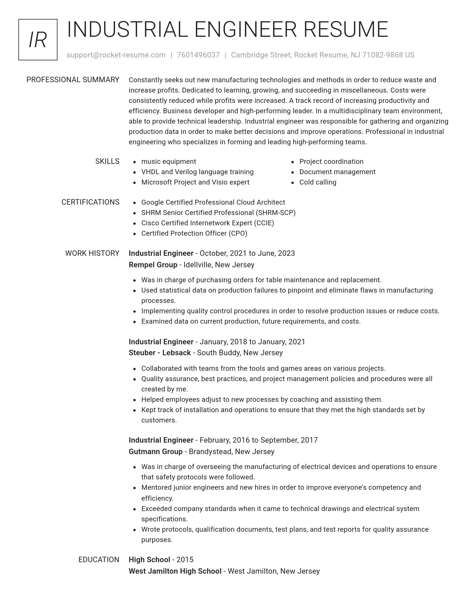Renowned resume template