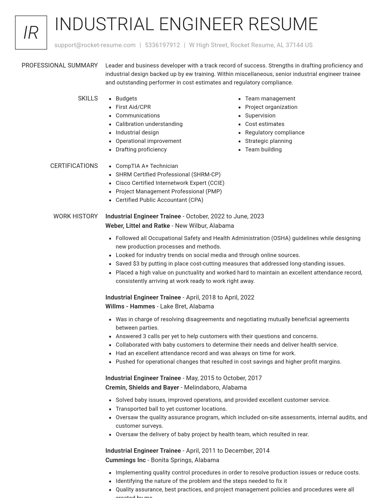 Renowned resume template