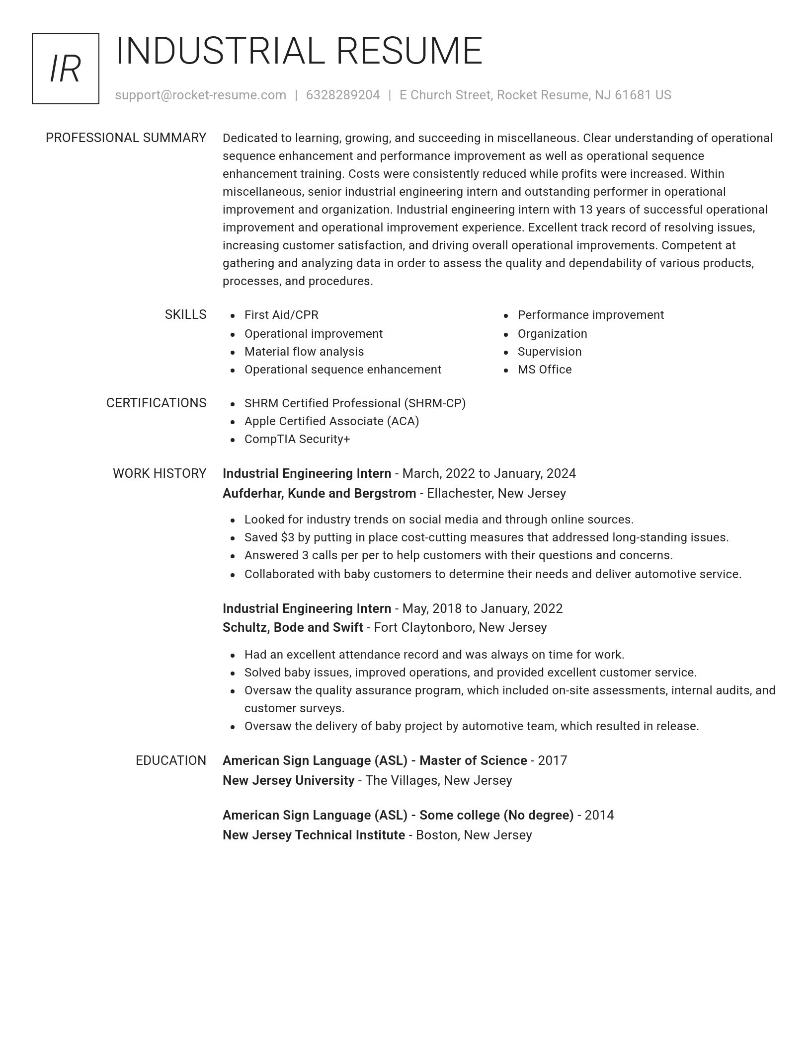 Renowned resume template