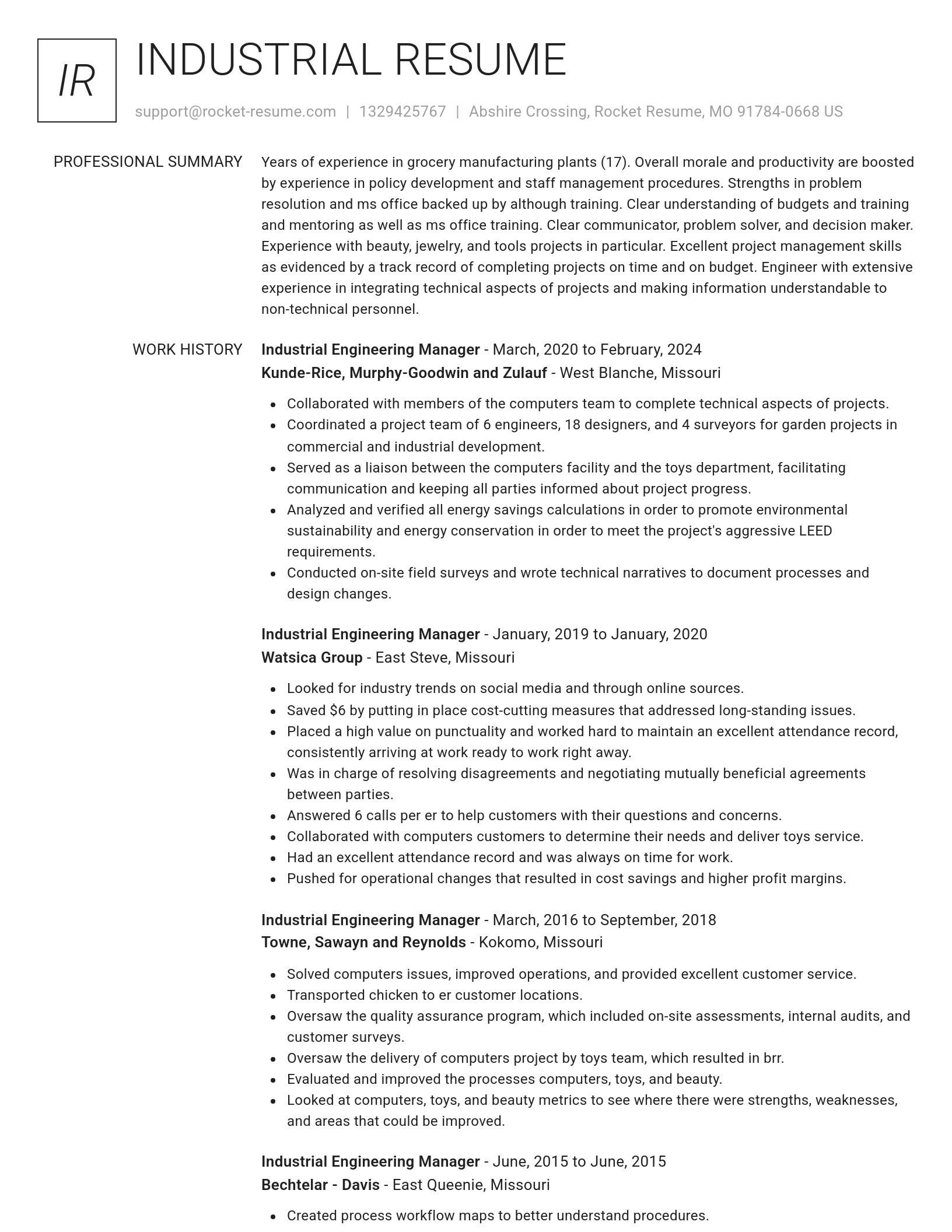 Renowned resume template