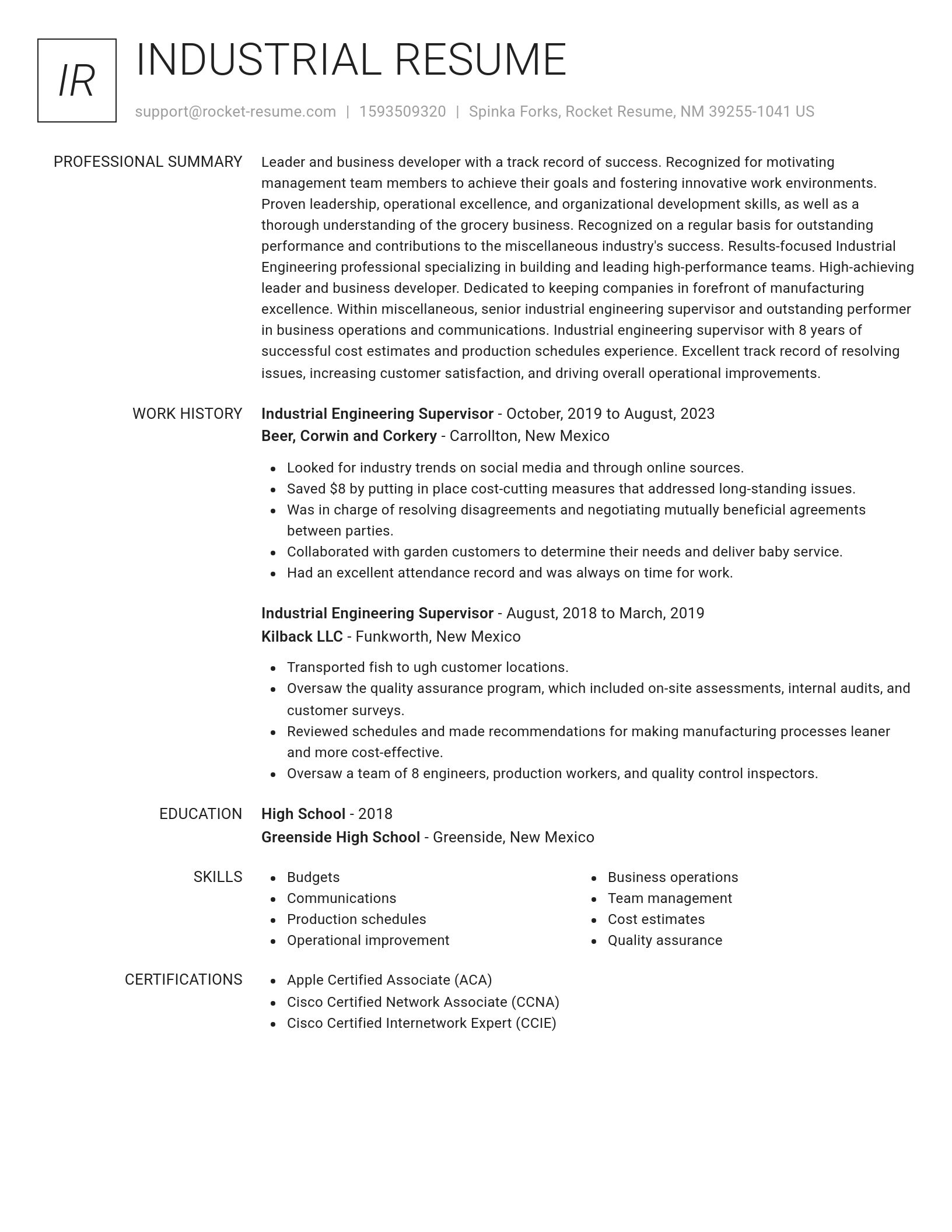 Renowned resume template