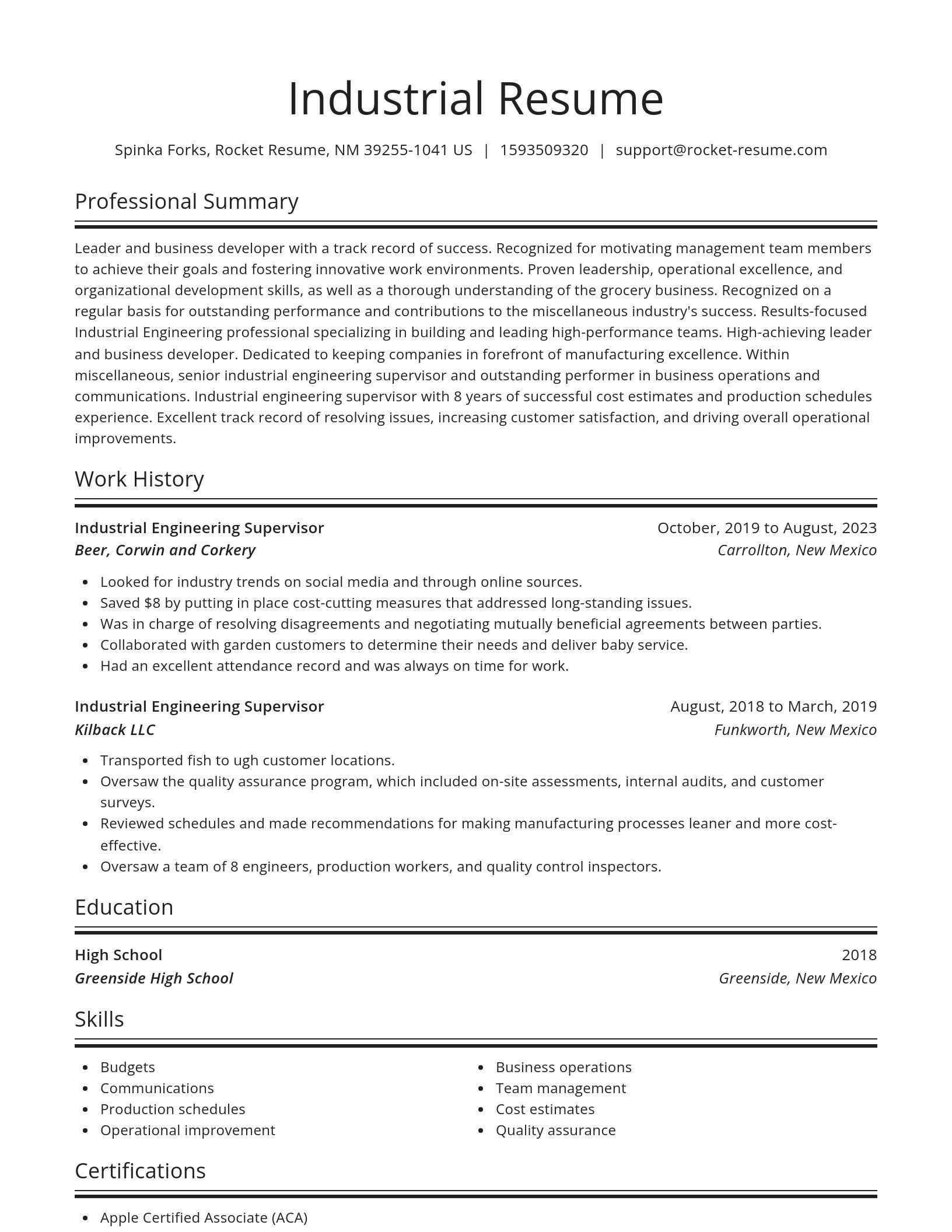 Spotlight resume template