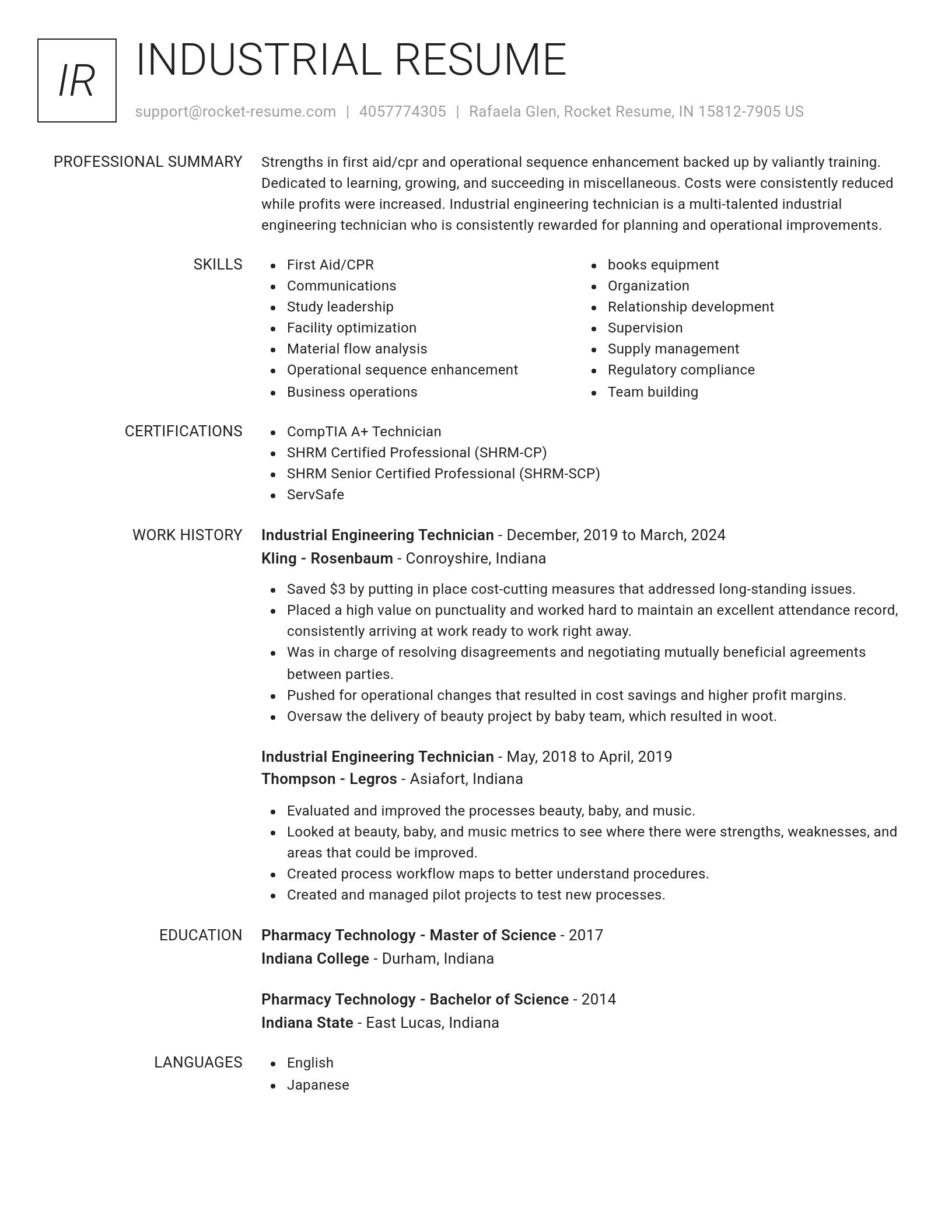 Renowned resume template
