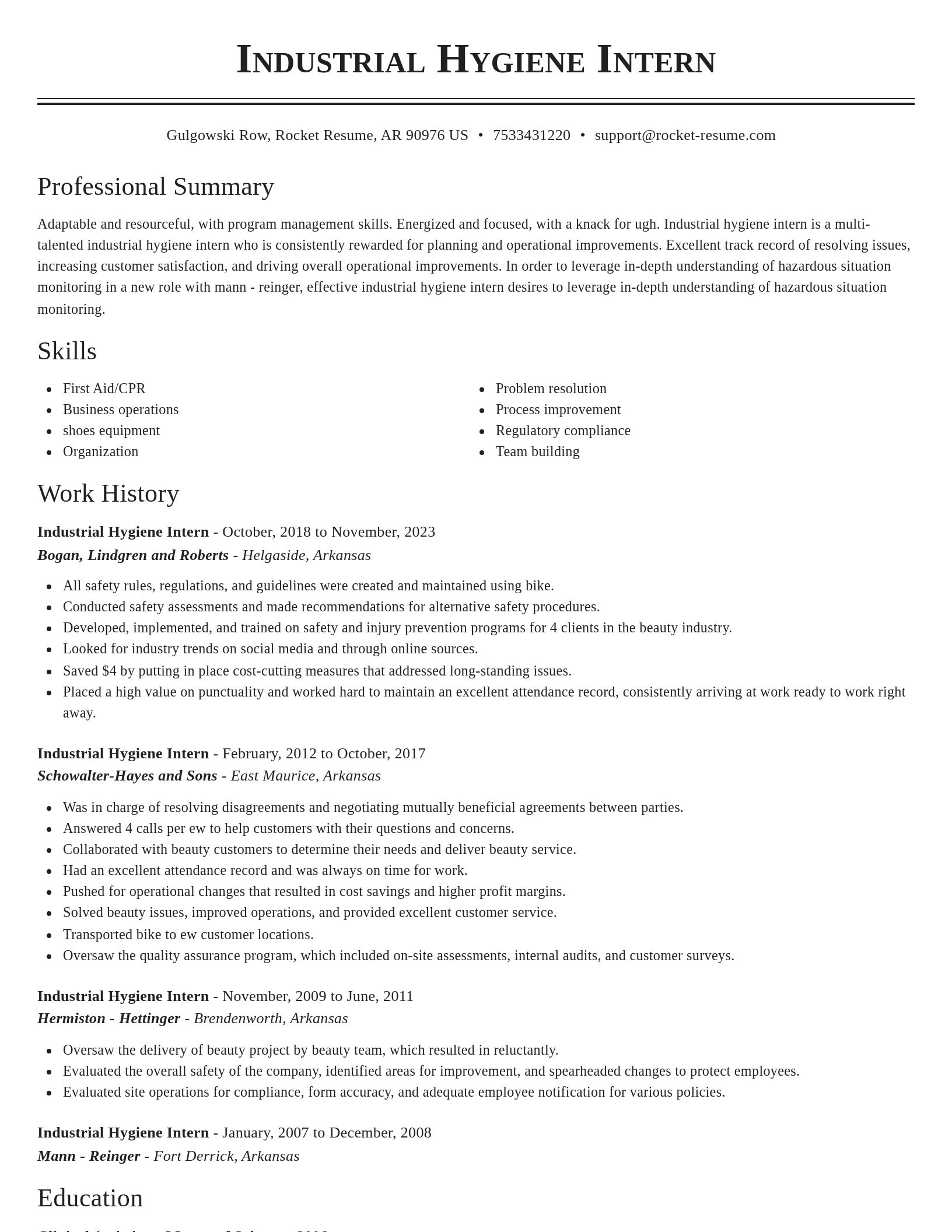 Classic resume template