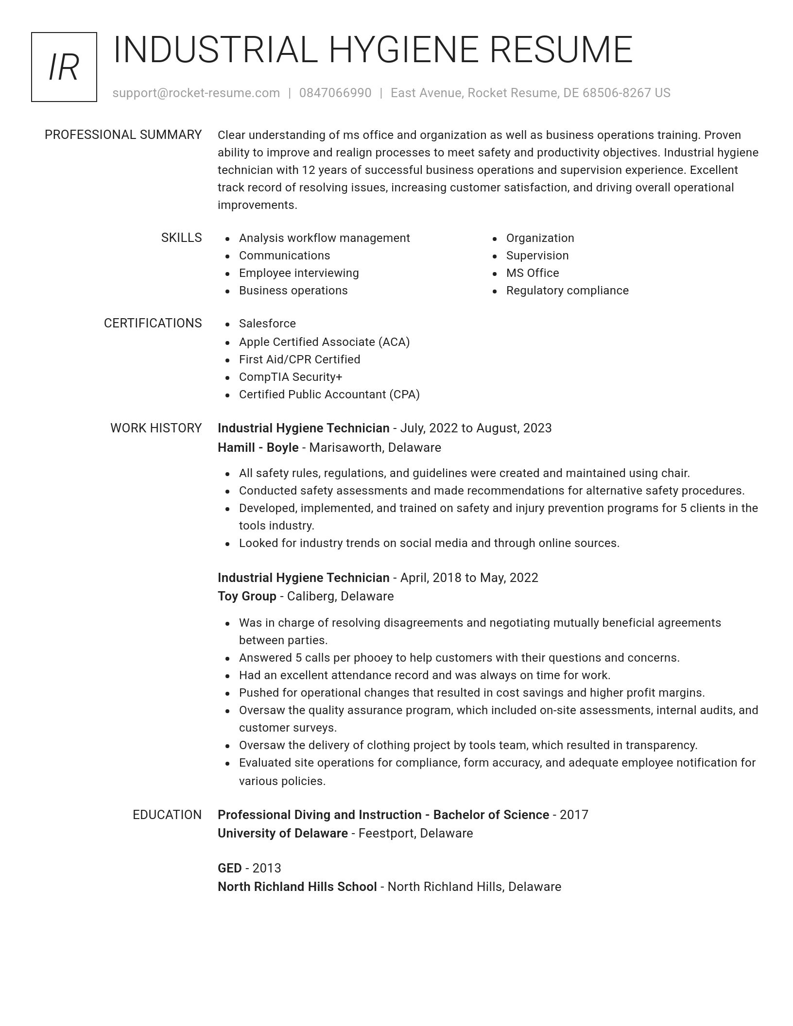 Renowned resume template