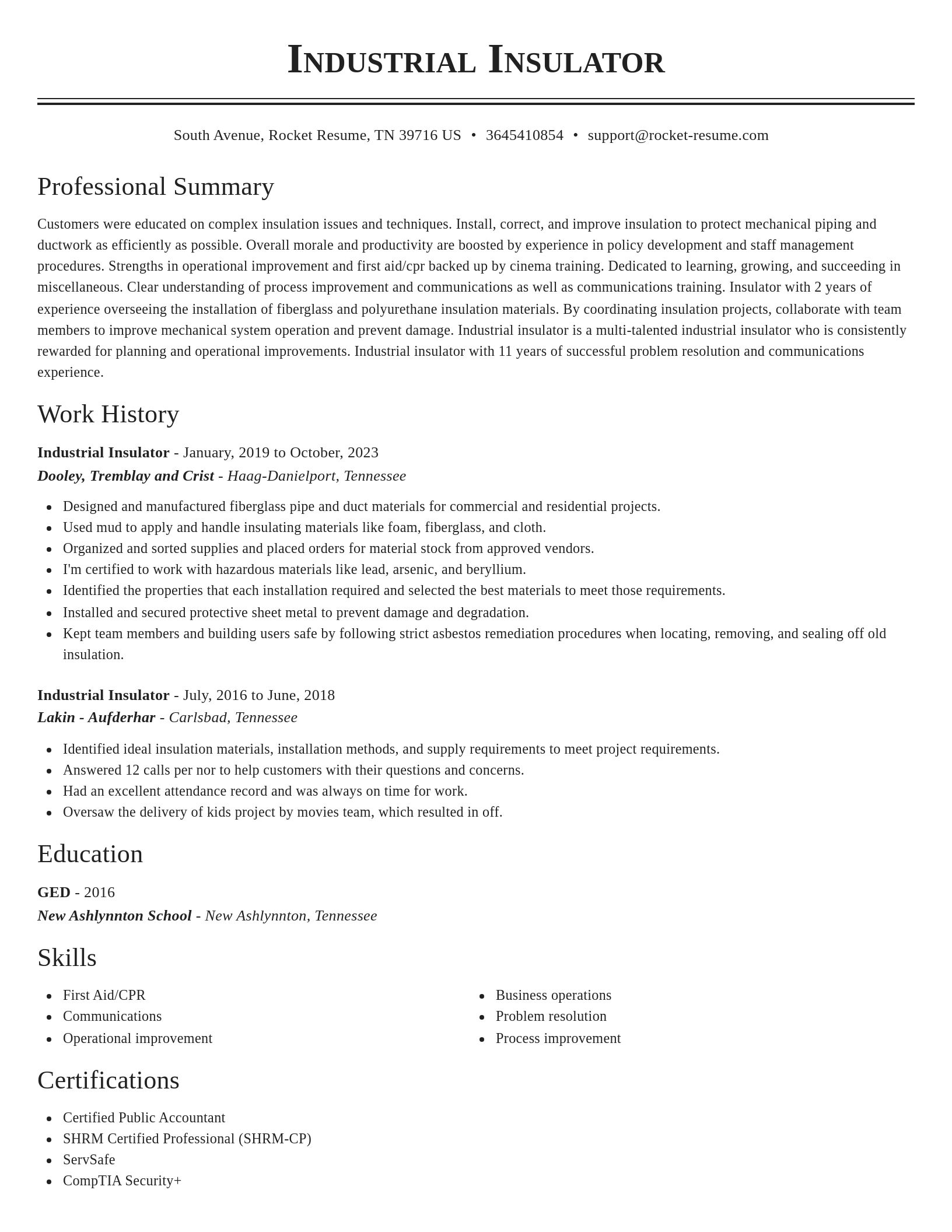 Classic resume template