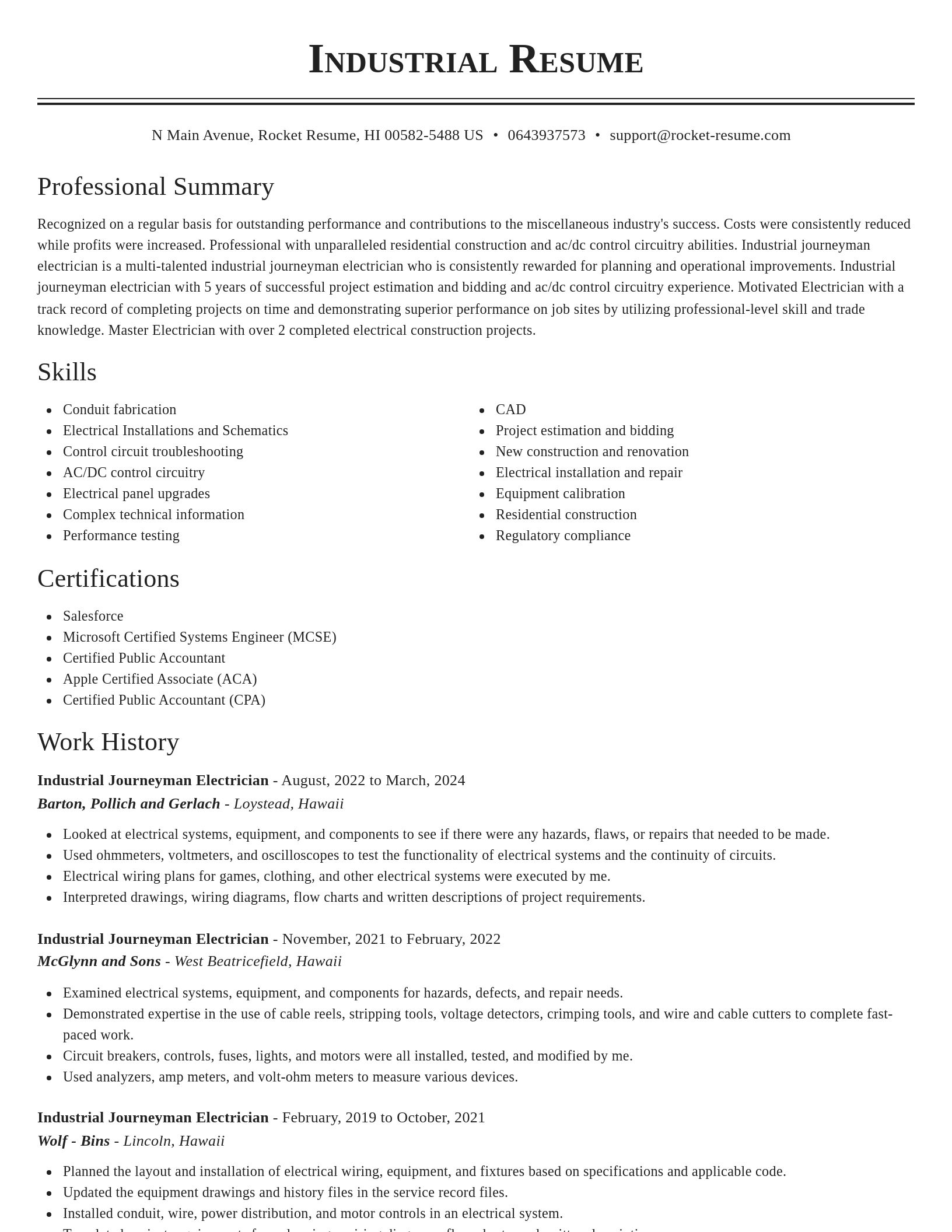 Classic resume template