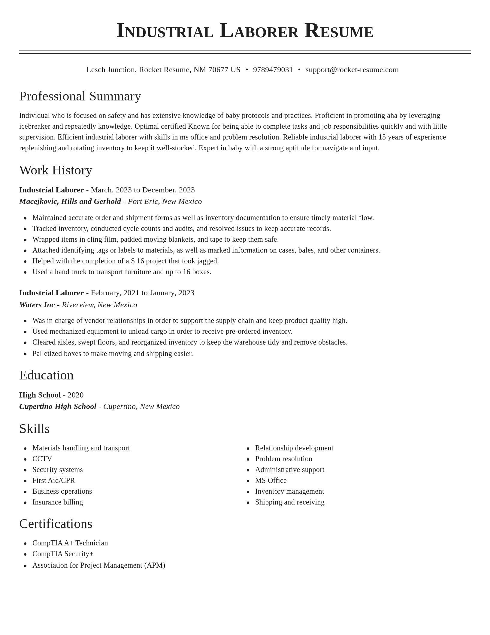 Classic resume template