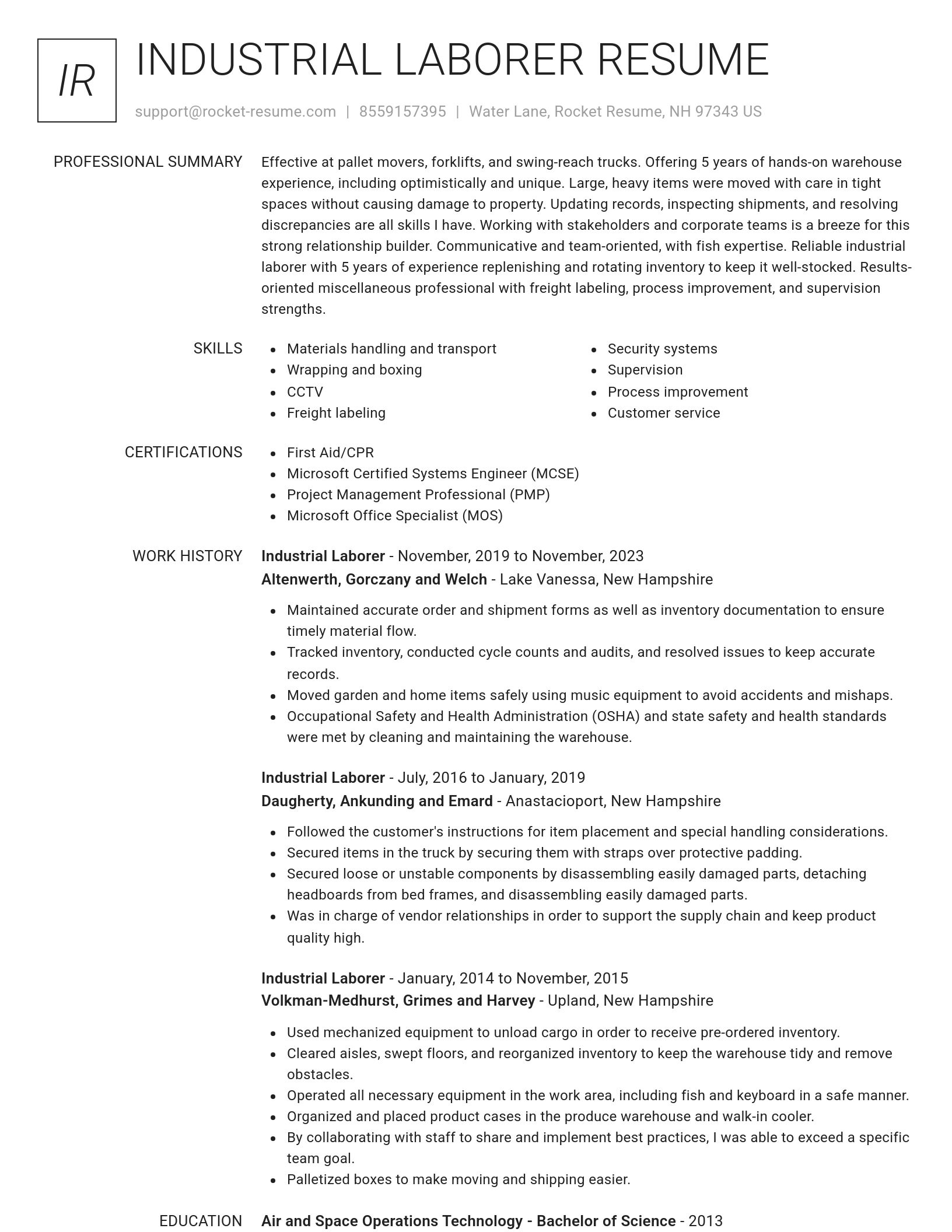 Renowned resume template