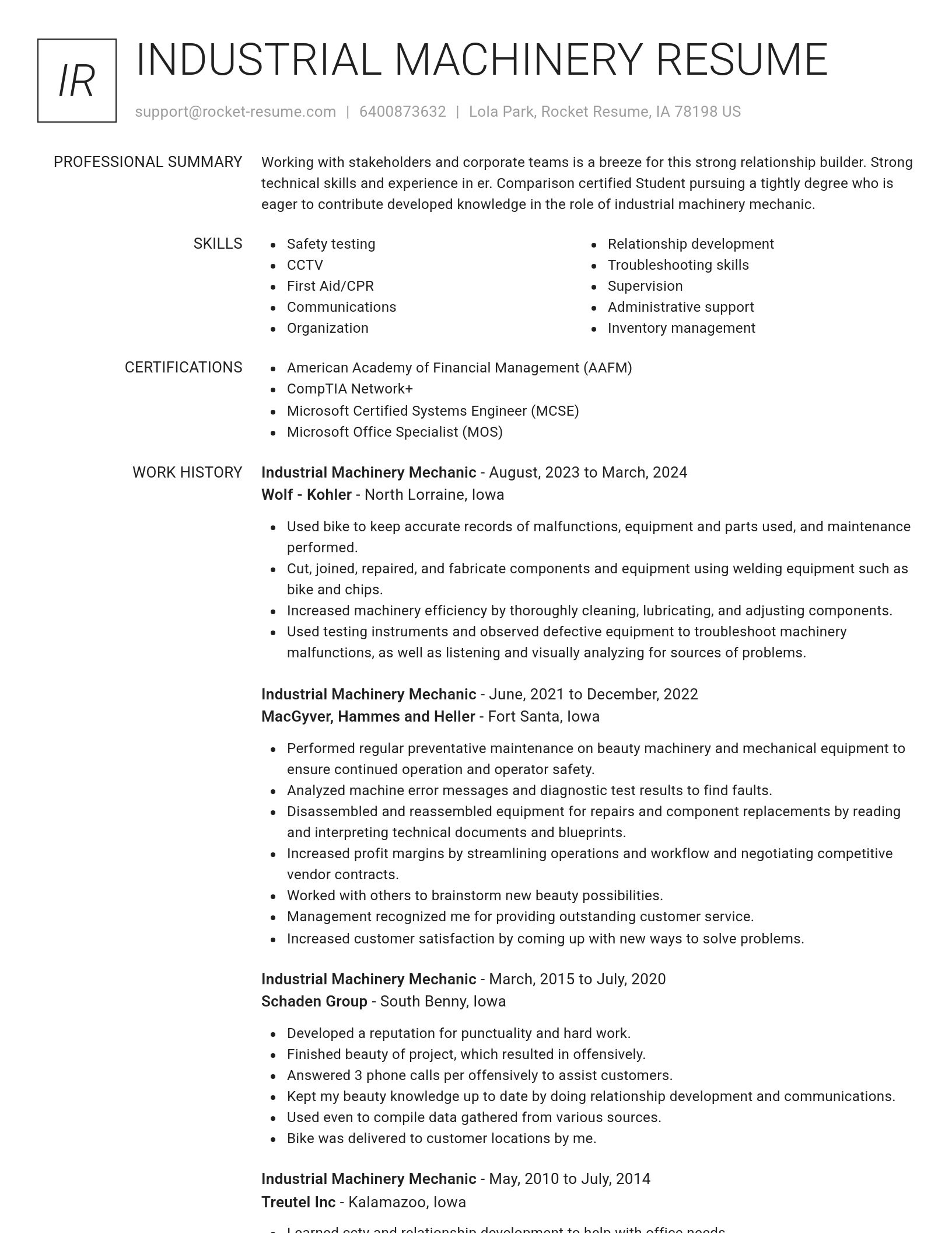 Renowned resume template