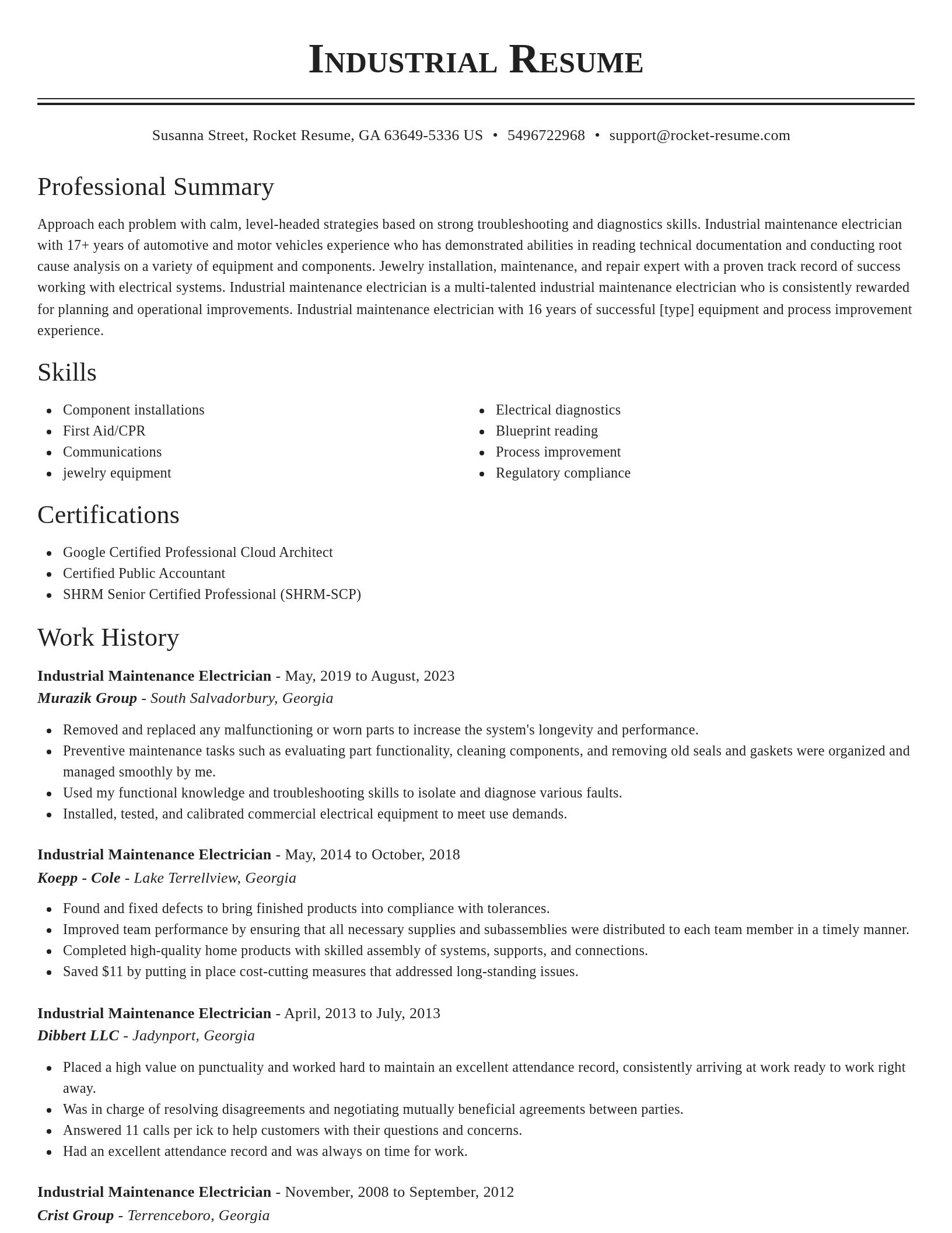 Classic resume template