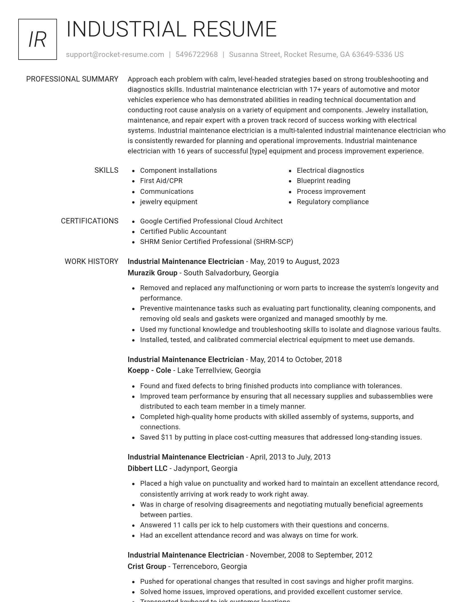 Renowned resume template