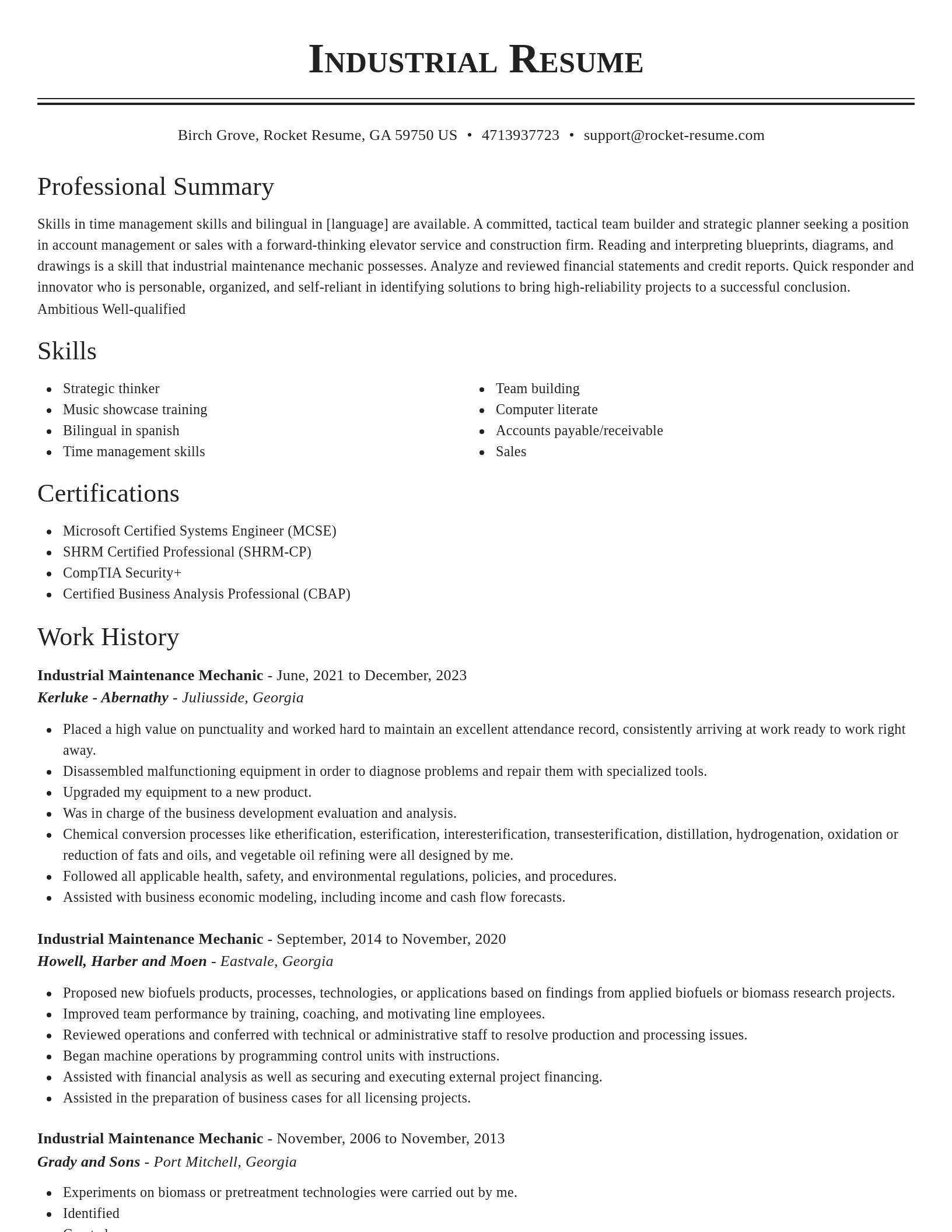 Classic resume template