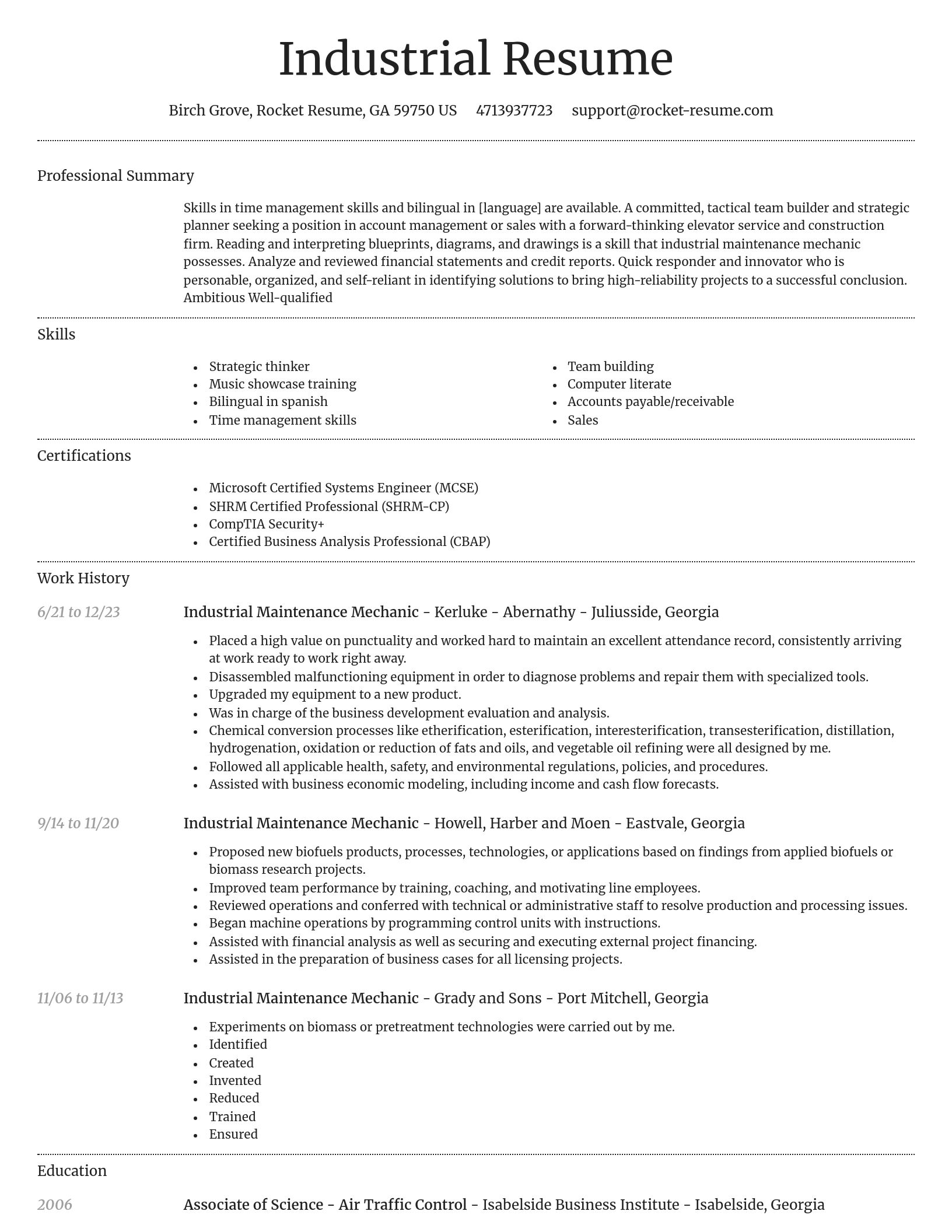 Dignified resume template