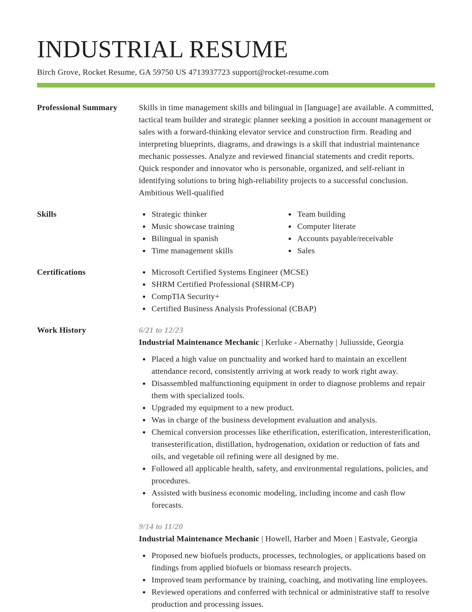 Smart resume template