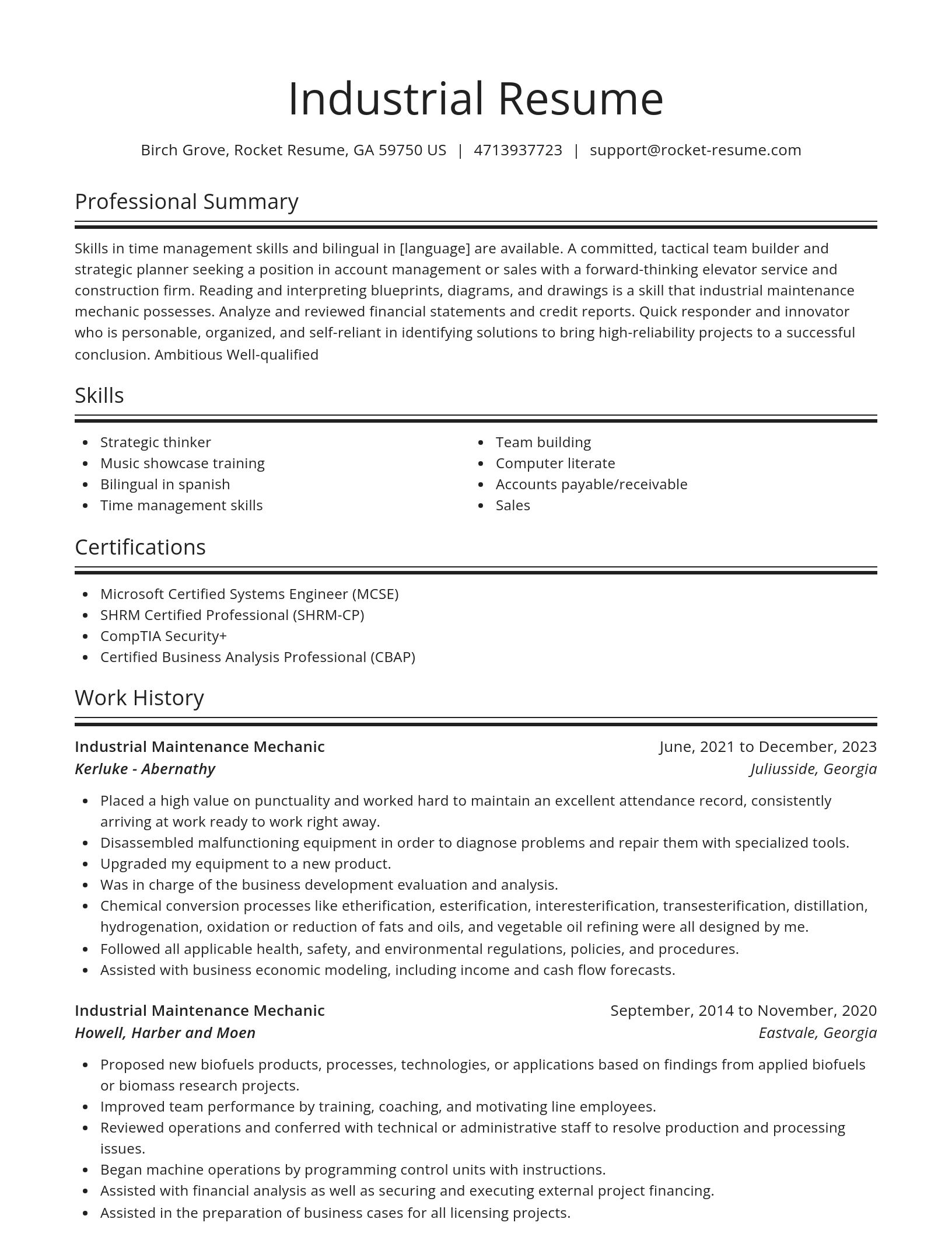Spotlight resume template