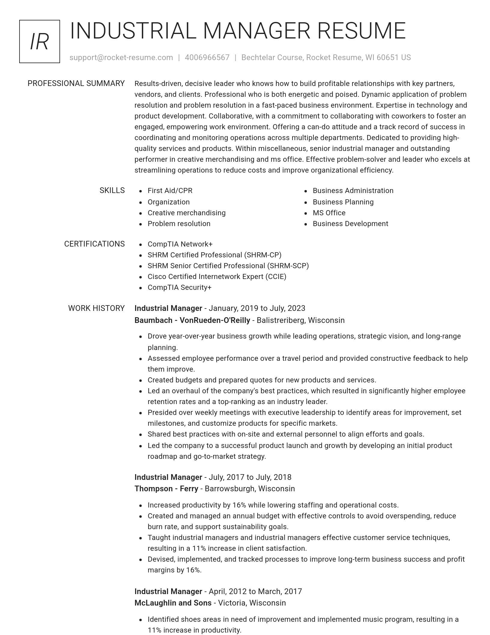 Renowned resume template