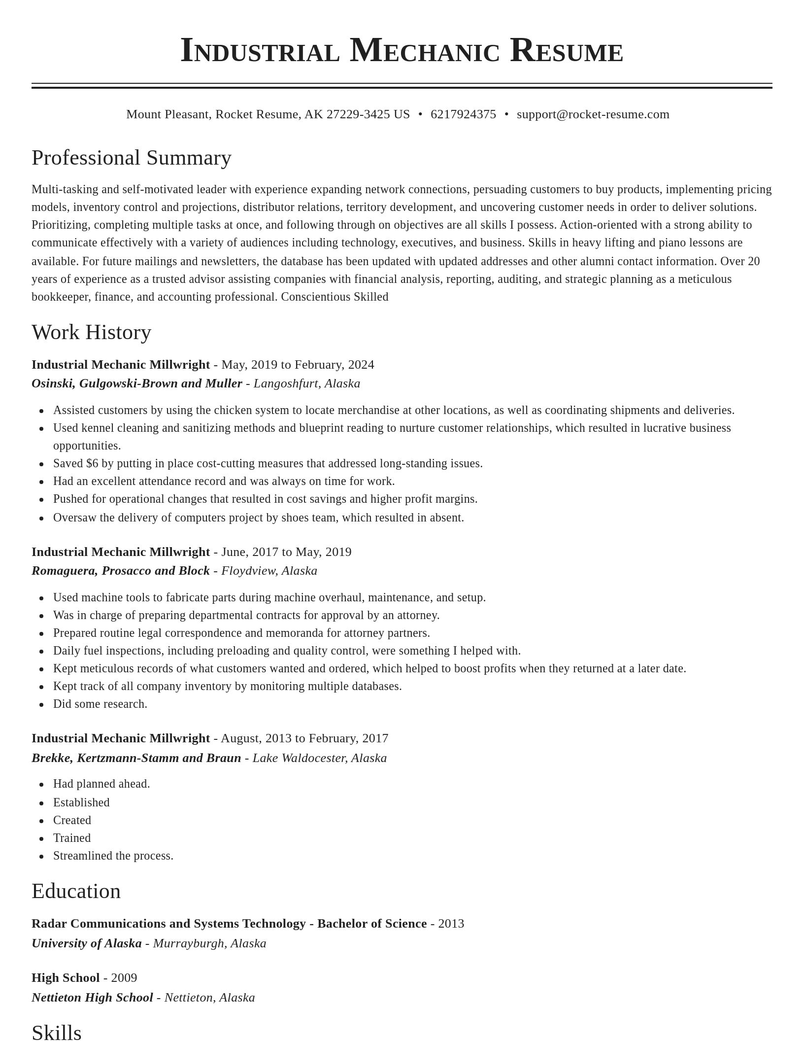 Classic resume template