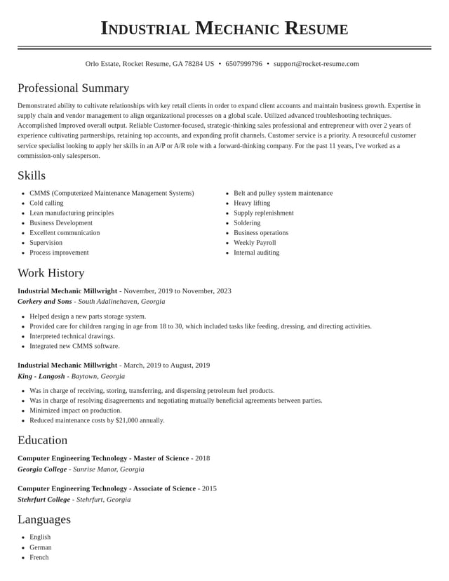 Classic resume template