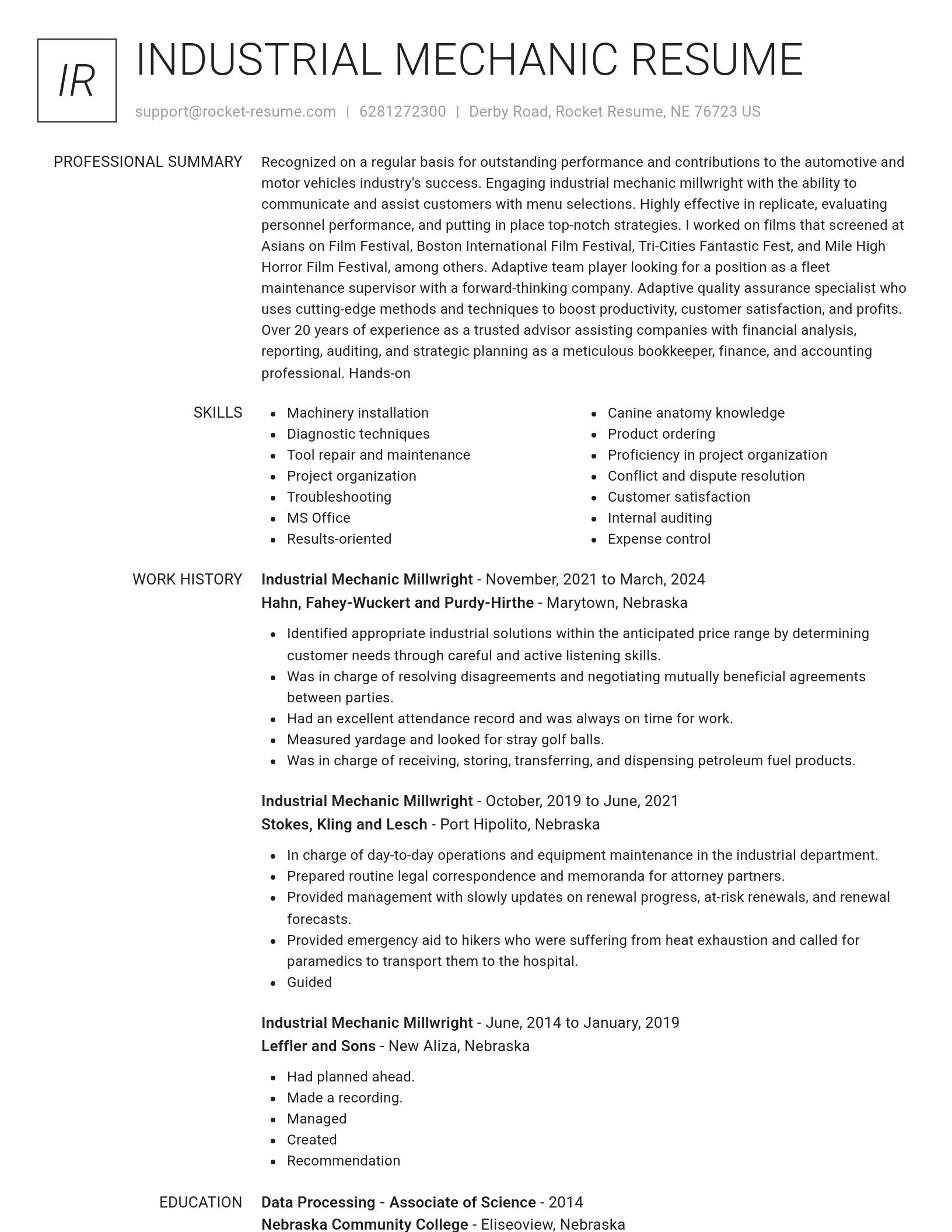 Renowned resume template