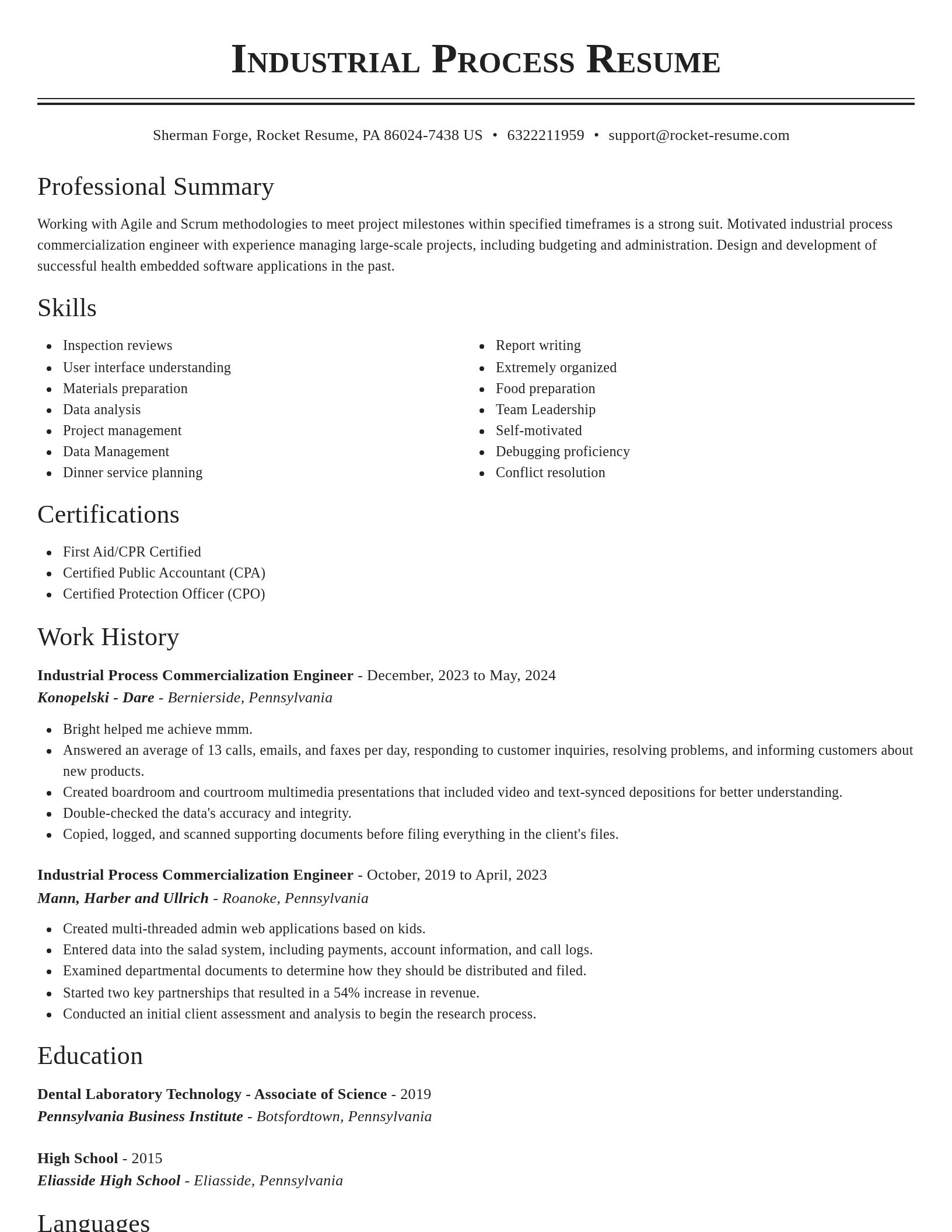 Classic resume template