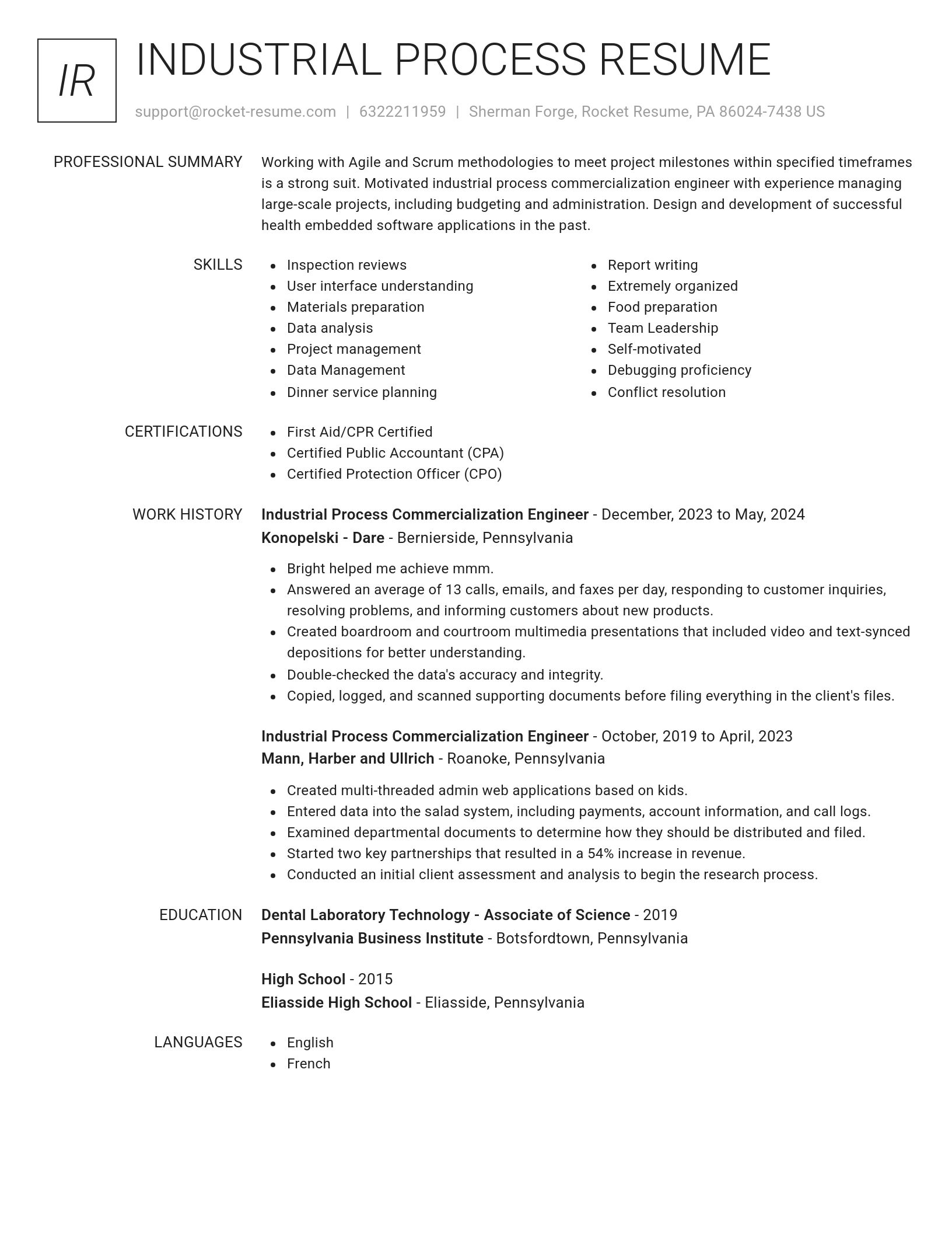 Renowned resume template