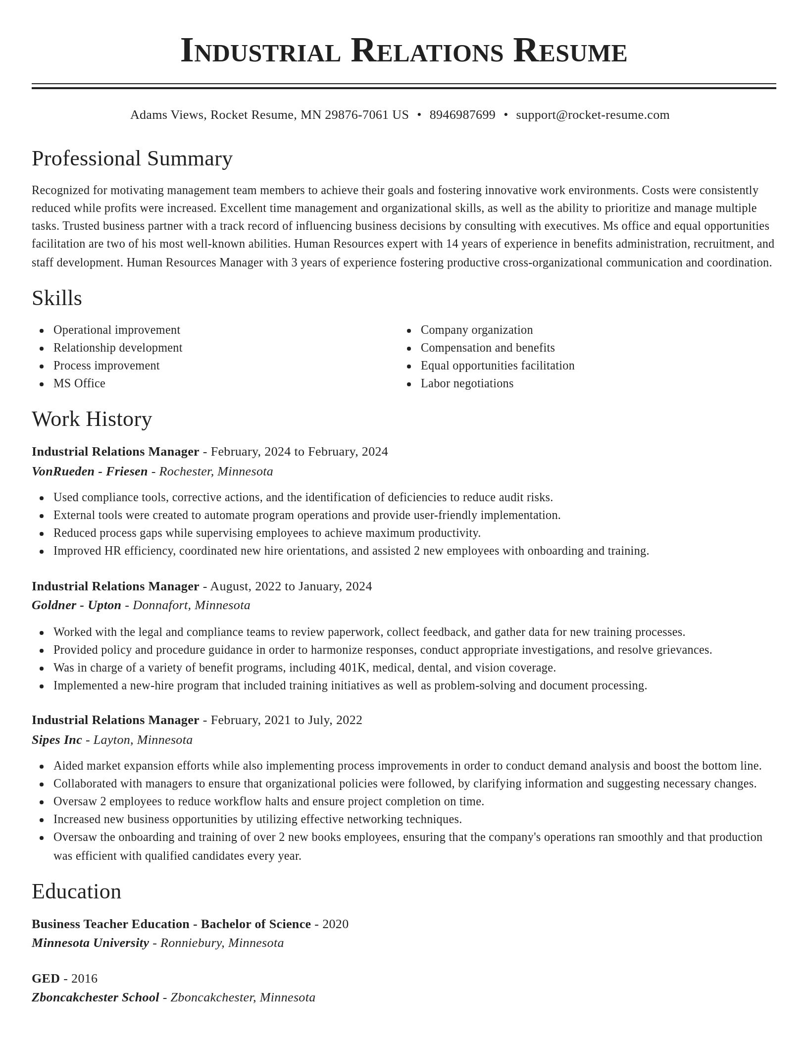Classic resume template