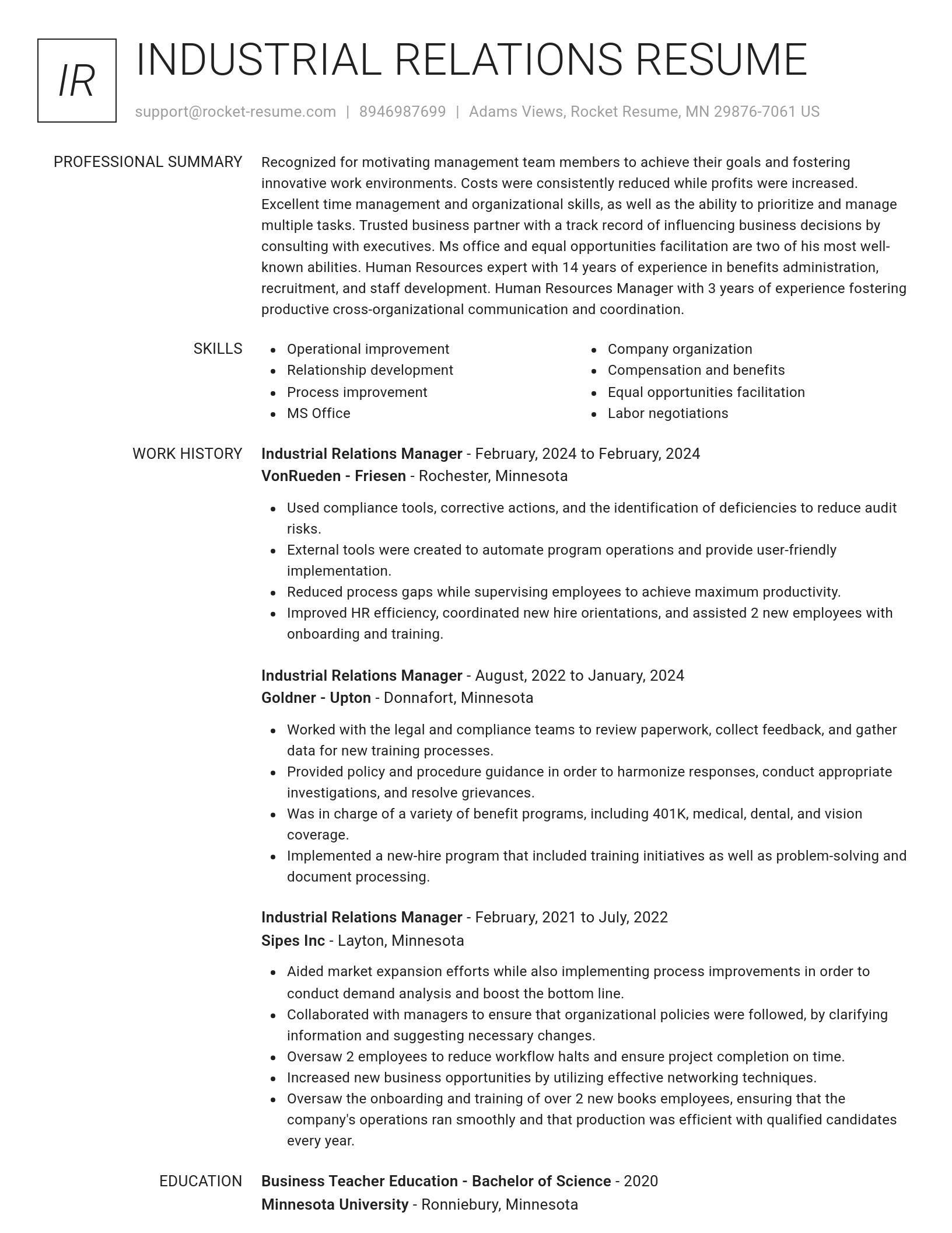 Renowned resume template
