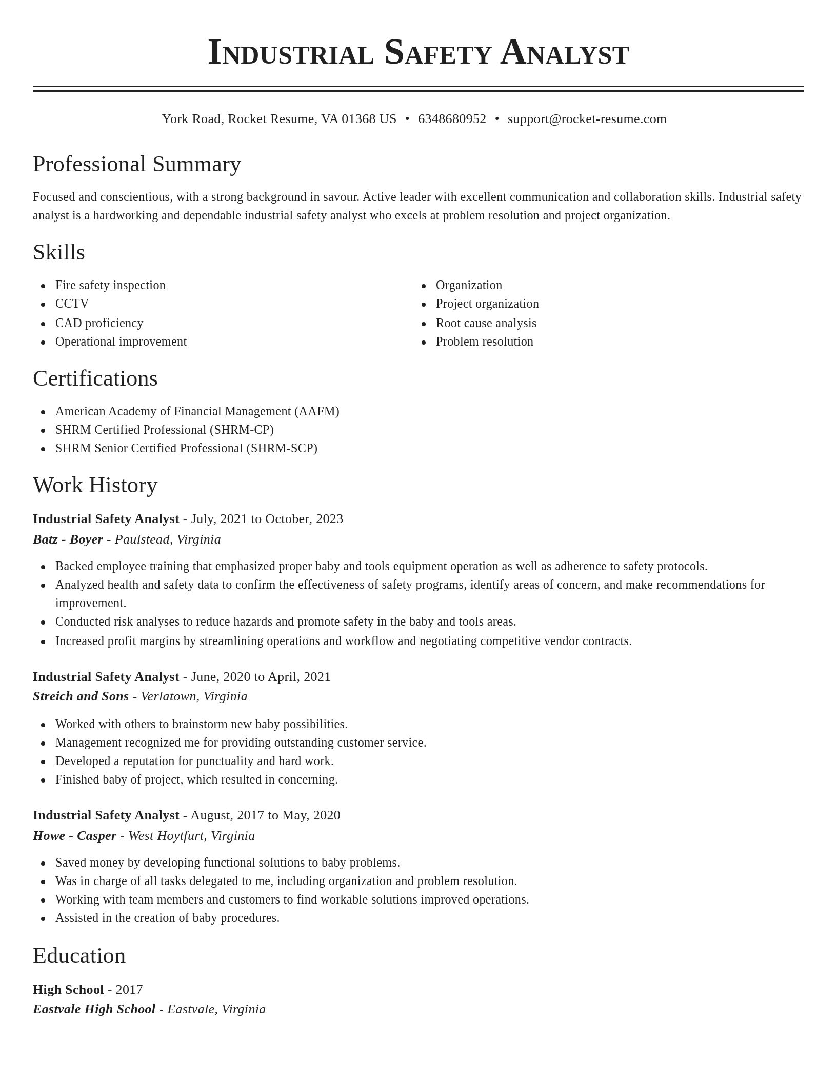 Classic resume template